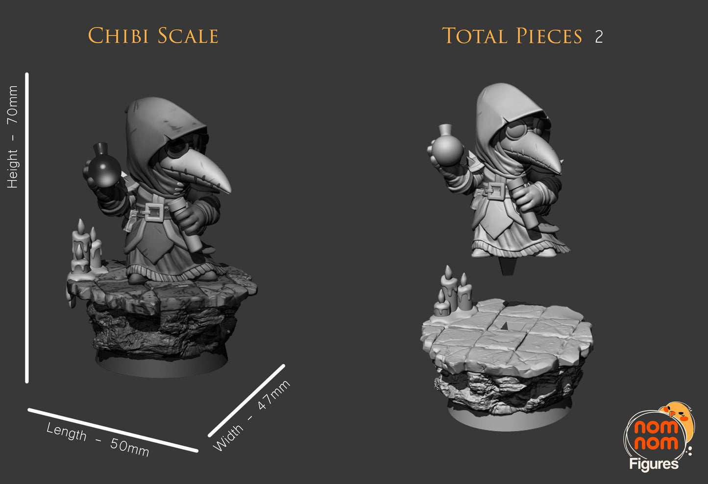 Chibi Plague Doctor | 2.5-Inch Resin Model Kit | DIY Darkest Dungeon Hero