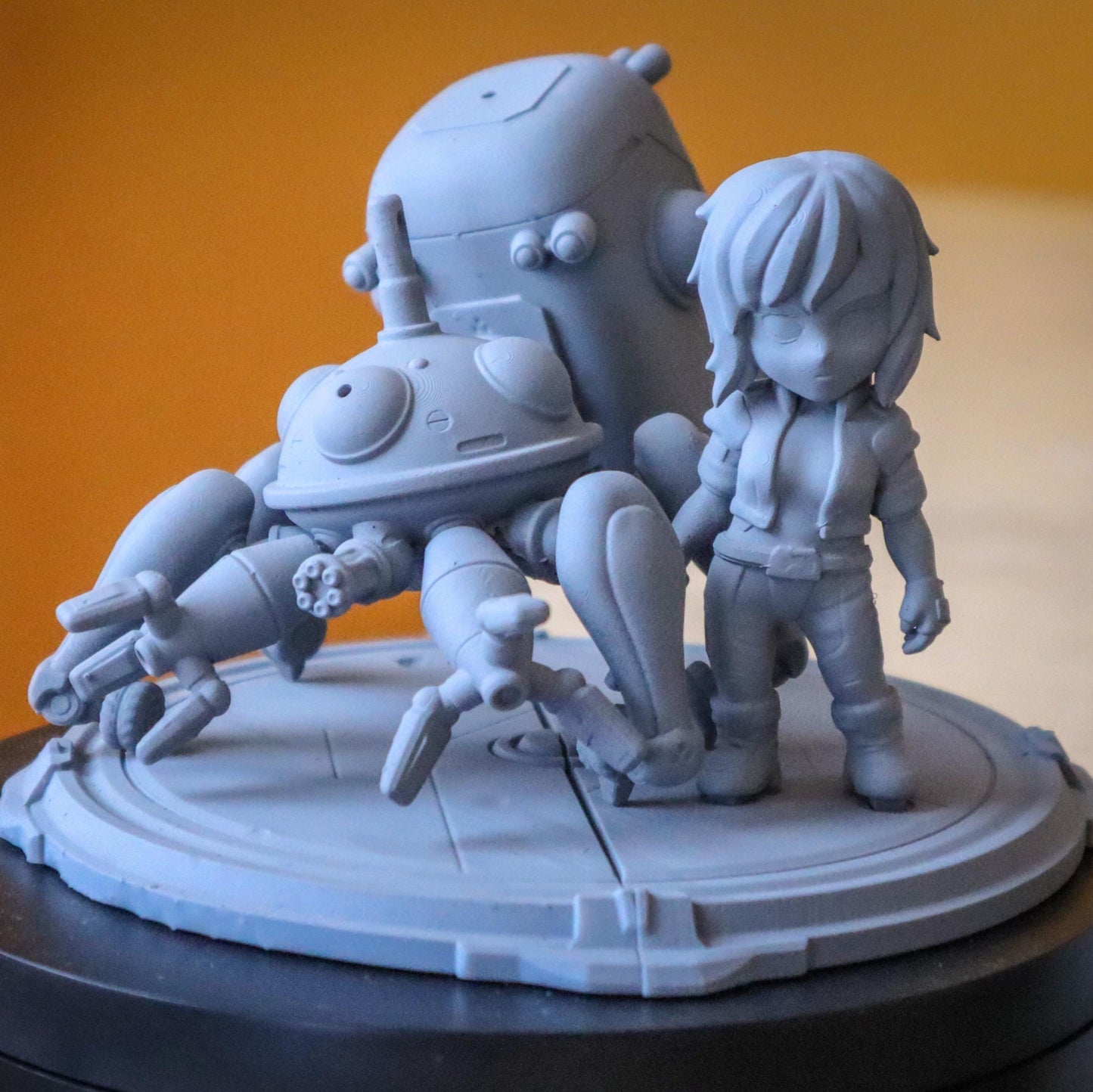Chibi Motoko Kusanagi and Tachikoma | 3-Inch Resin Model Kit | DIY Ghost in the Shell
