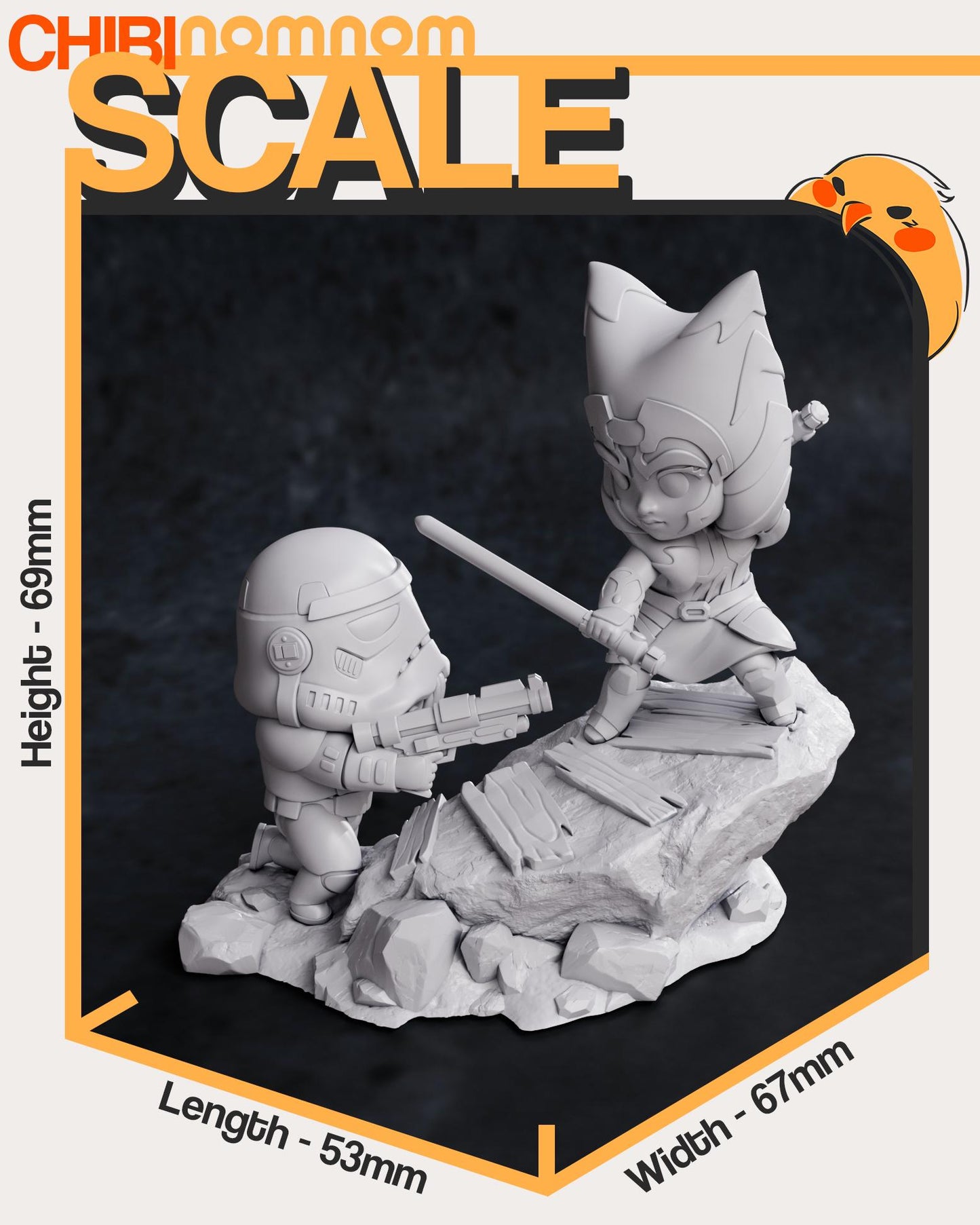 Chibi Ahsoka Tano vs Stormtrooper | 3-Inch Resin Model Kit | Star Wars Jedi Fight Scene