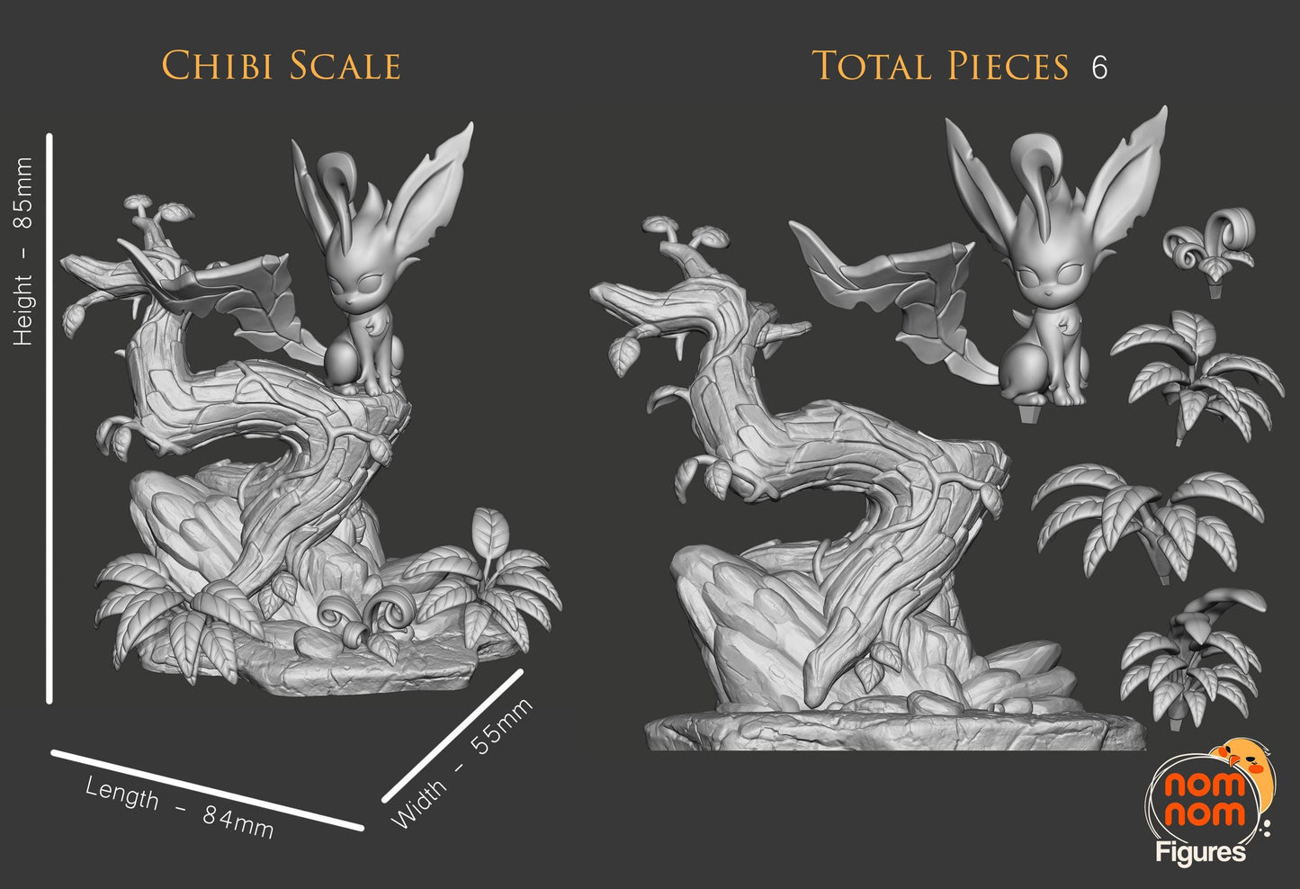Chibi Leafeon Garage Kit | 3.5-Inch Resin Model Kit | DIY Forest-Themed Eevee Evolution Kit