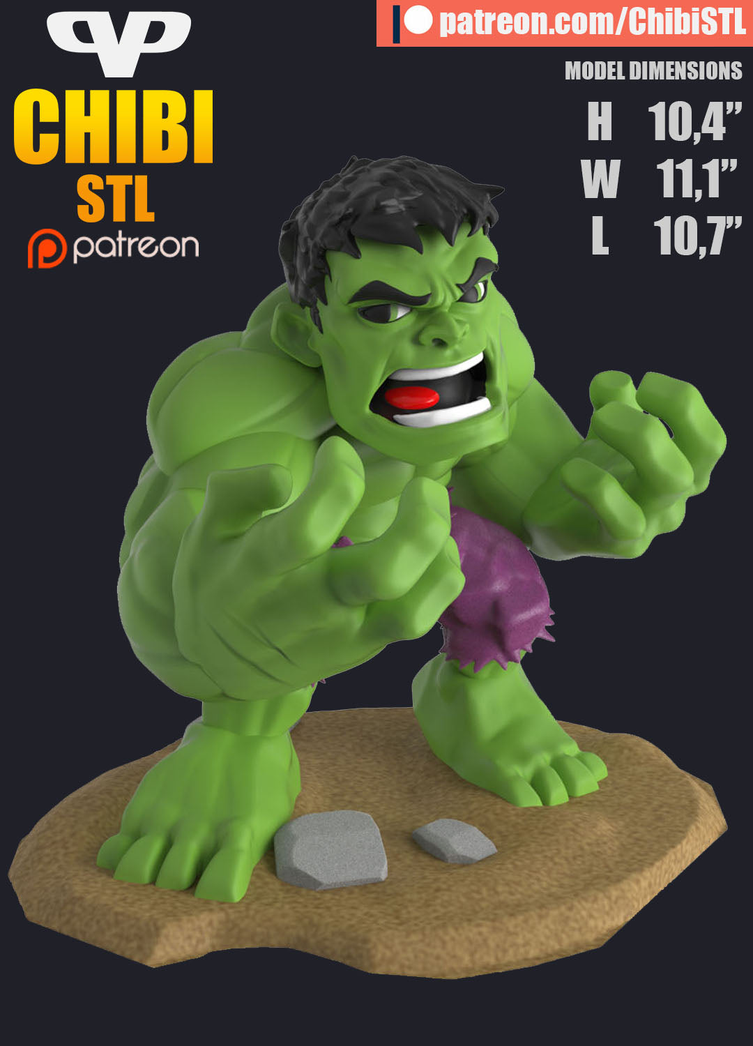 Chibi Hulk | Resin Model Kit | Marvel Rage Smashball