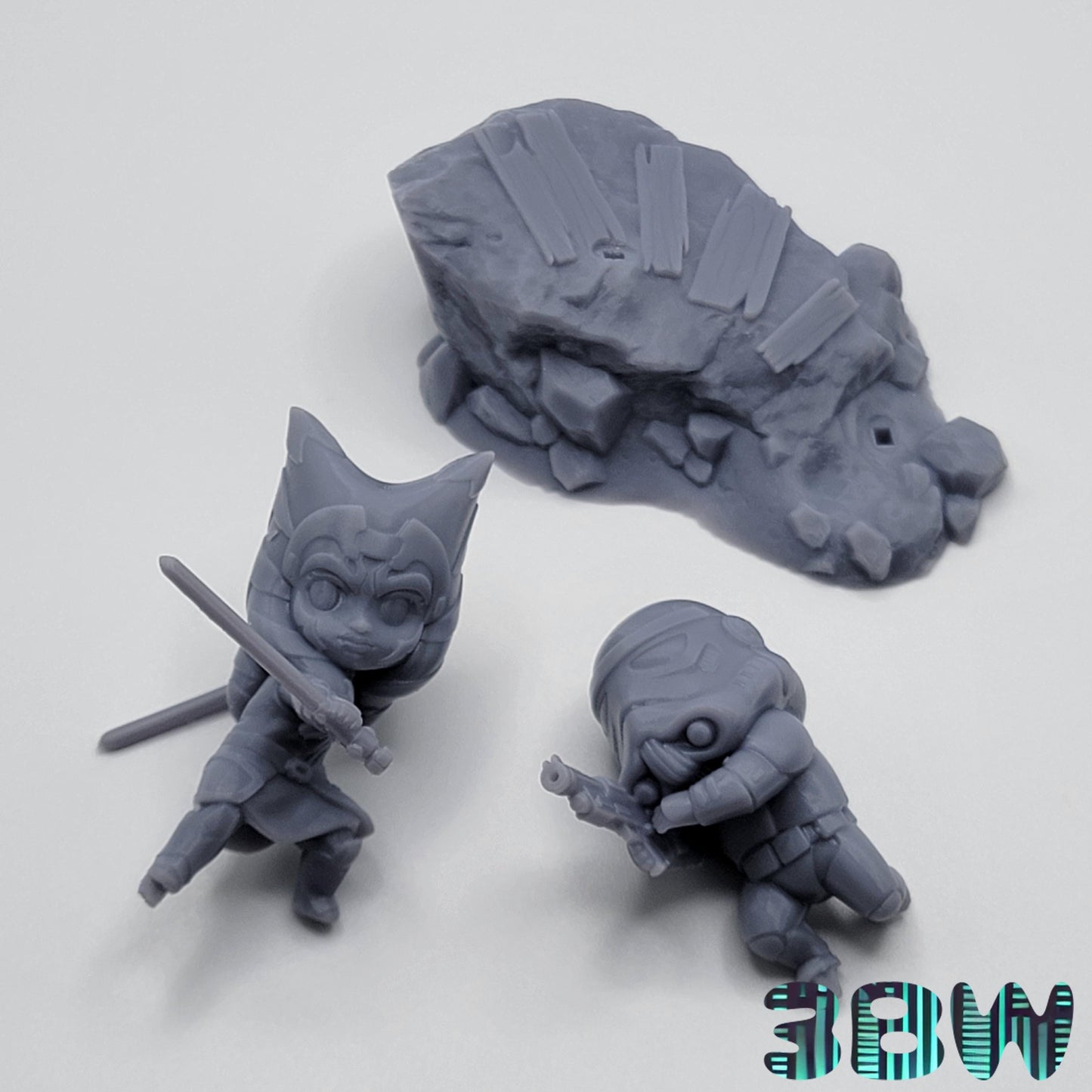 Chibi Ahsoka Tano vs Stormtrooper | 3-Inch Resin Model Kit | Star Wars Jedi Fight Scene