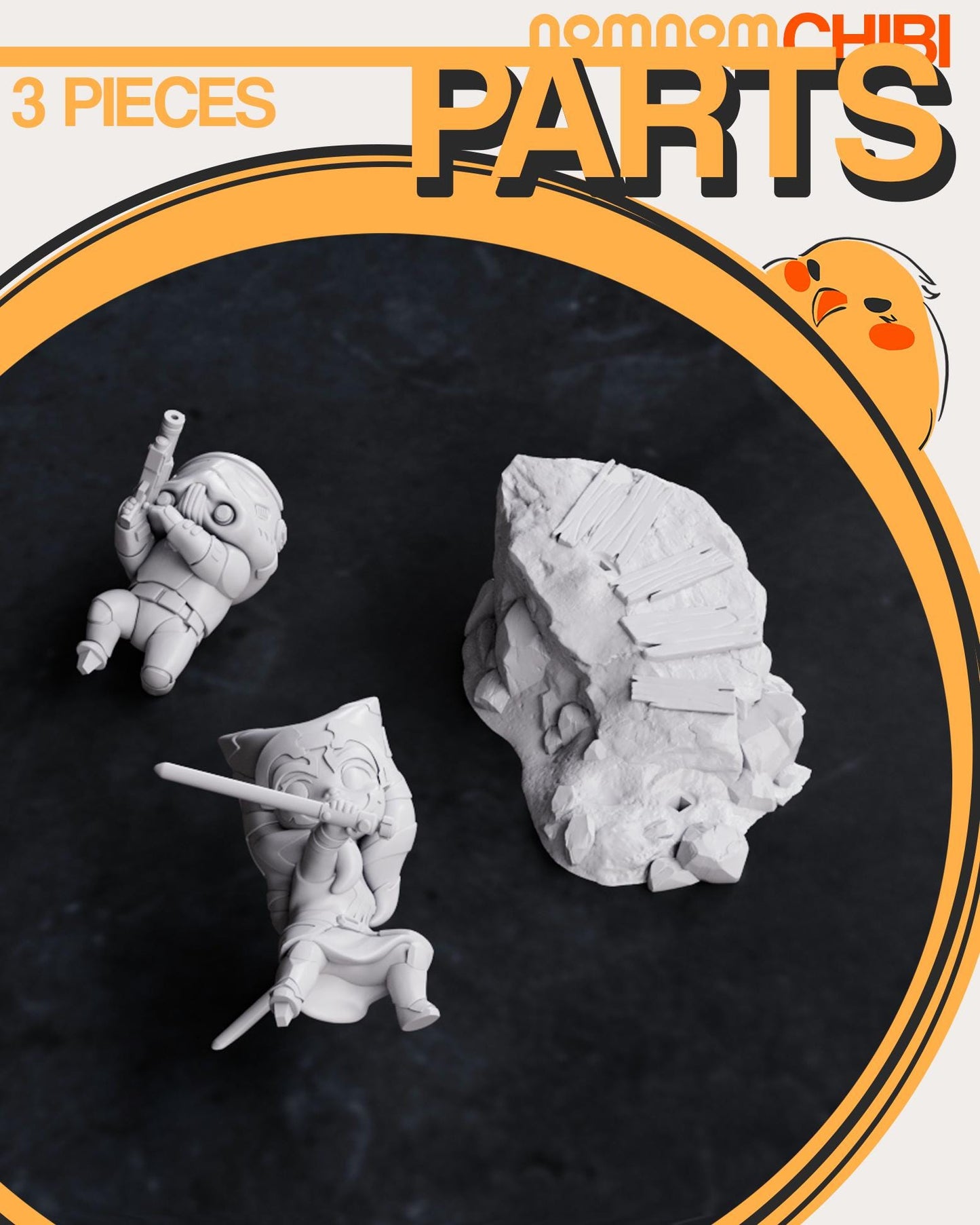 Chibi Ahsoka Tano vs Stormtrooper | 3-Inch Resin Model Kit | Star Wars Jedi Fight Scene