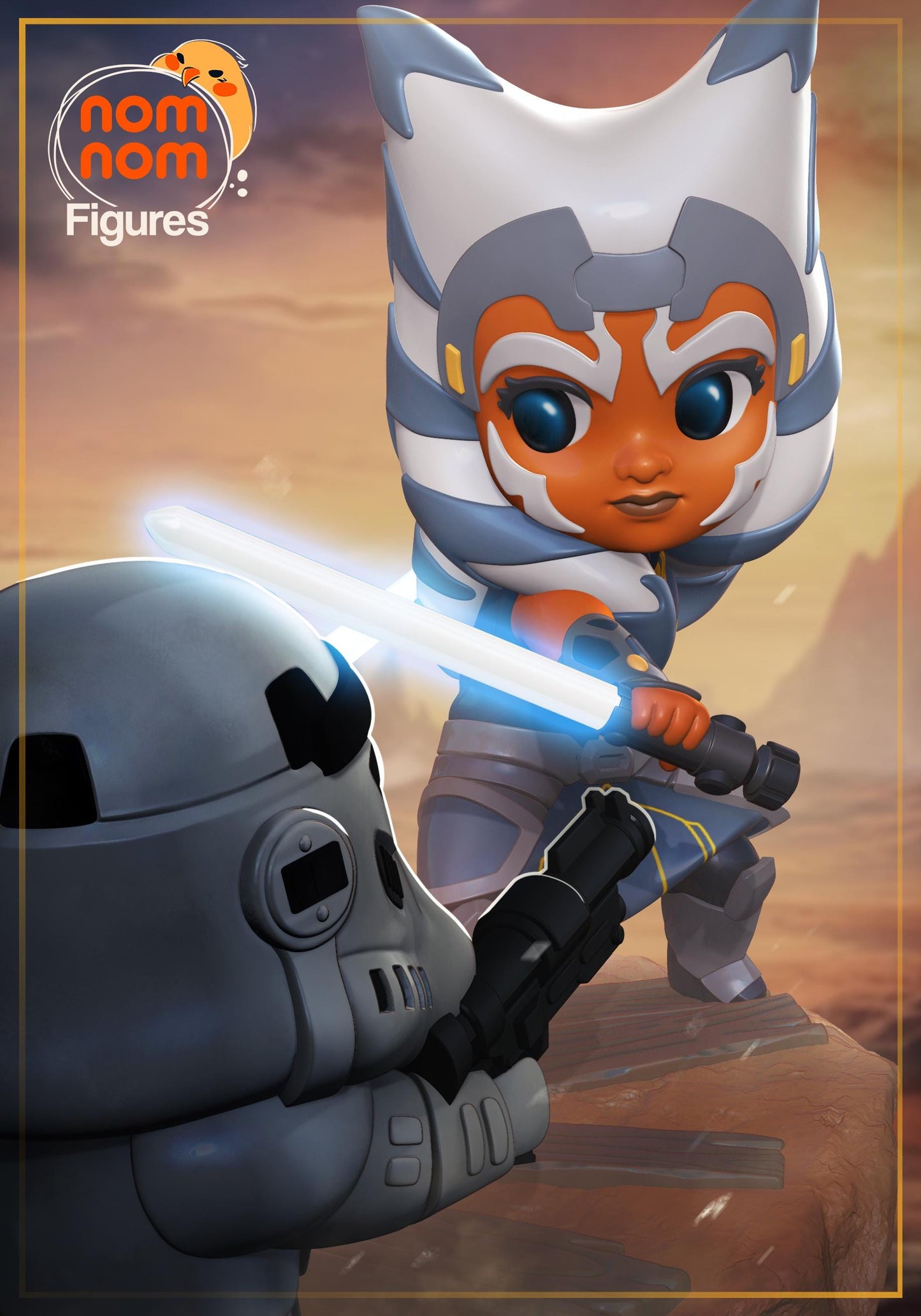 Chibi Ahsoka Tano vs Stormtrooper | 3-Inch Resin Model Kit | Star Wars Jedi Fight Scene