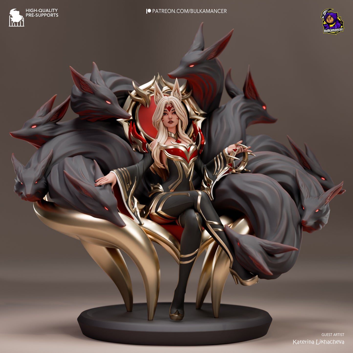 Ahri - Immortalized Legend | 10-Inch Resin Model Kit | League of Legends Nine-Tailed Fox of the Rift