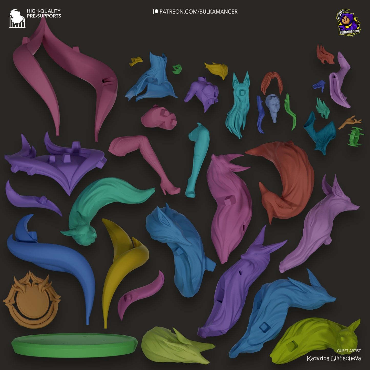 Ahri - Immortalized Legend | 10-Inch Resin Model Kit | League of Legends Nine-Tailed Fox of the Rift