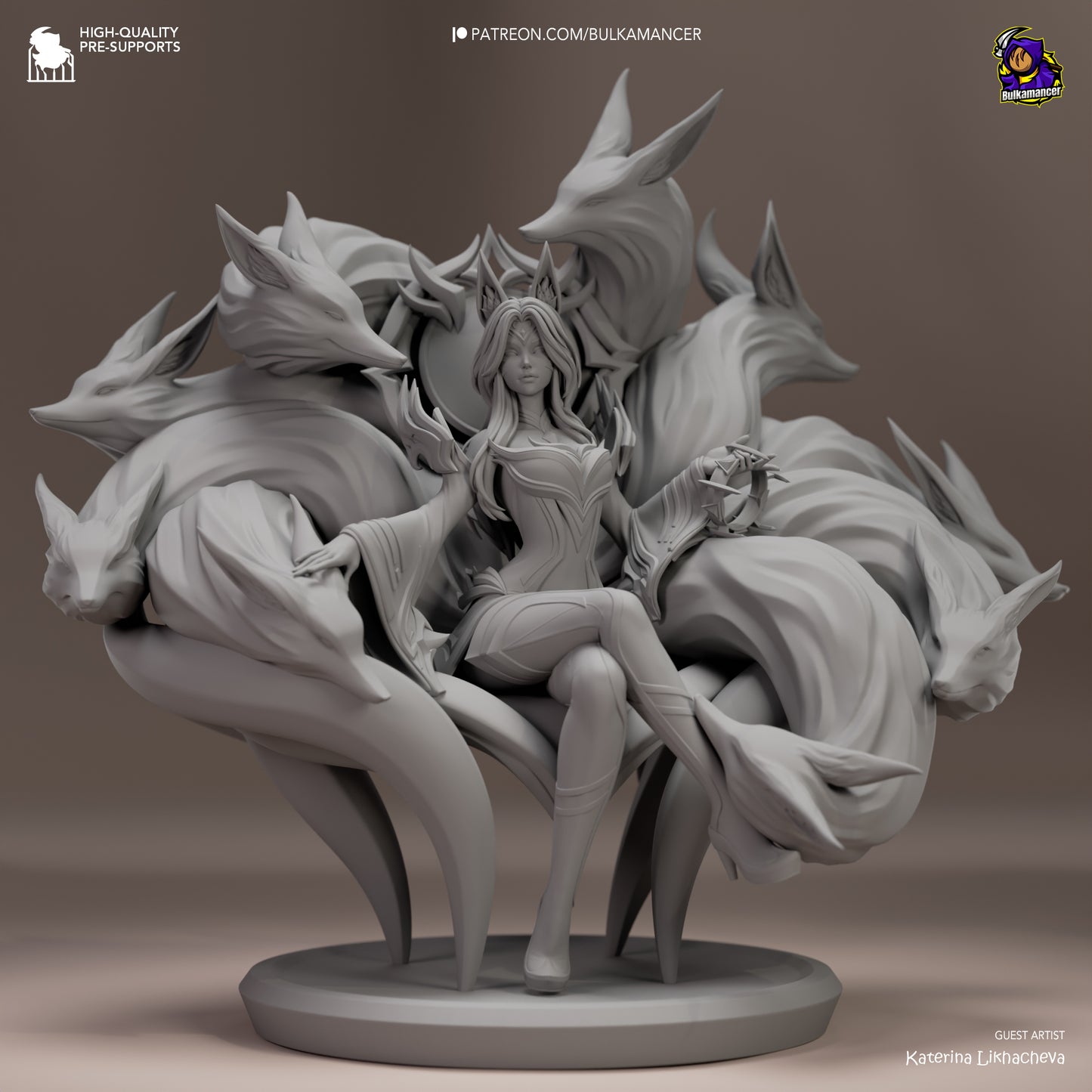 Ahri - Immortalized Legend | 10-Inch Resin Model Kit | League of Legends Nine-Tailed Fox of the Rift