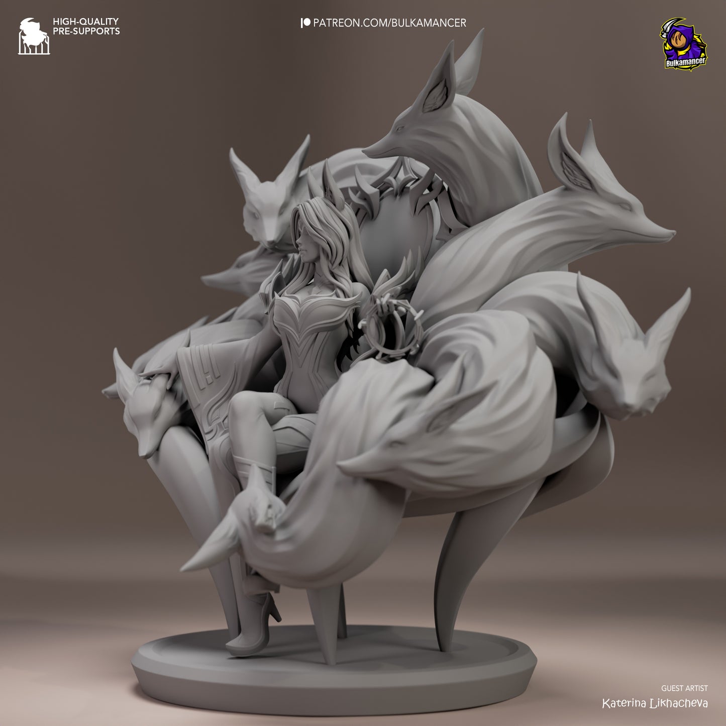 Ahri - Immortalized Legend | 10-Inch Resin Model Kit | League of Legends Nine-Tailed Fox of the Rift