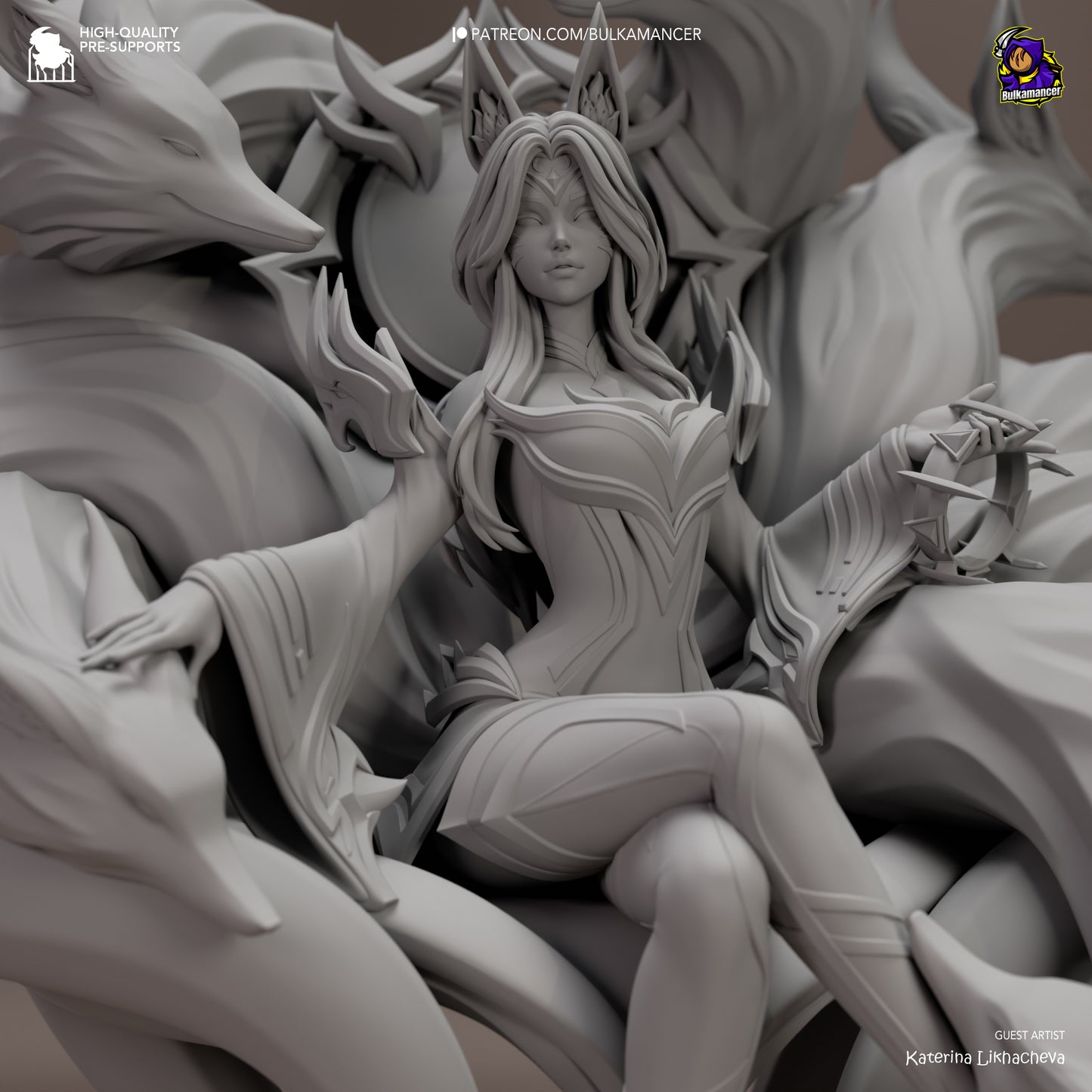 Ahri - Immortalized Legend | 10-Inch Resin Model Kit | League of Legends Nine-Tailed Fox of the Rift
