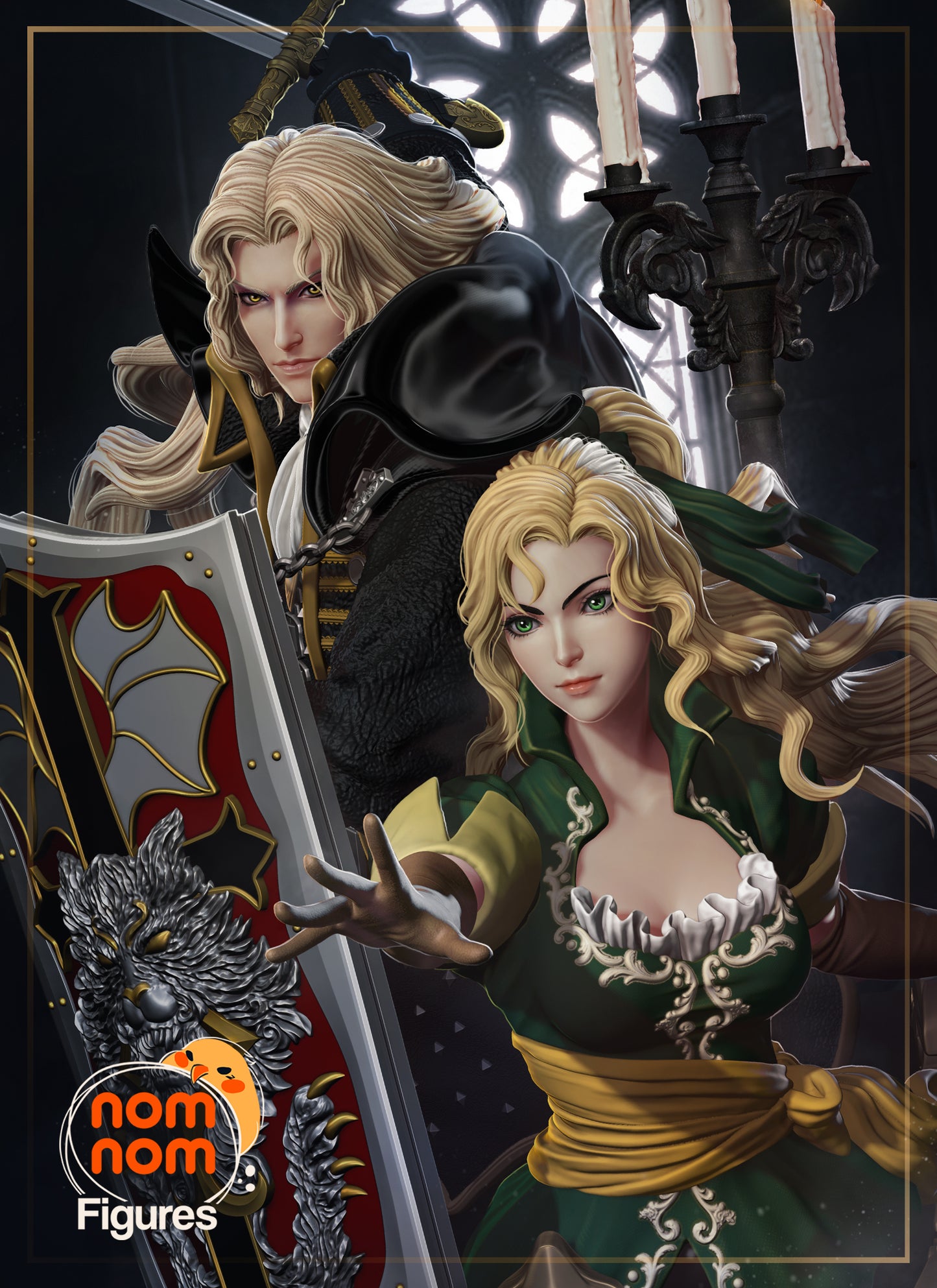 Alucard and Maria | 10-Inch Resin Model Kit | DIY Symphony of the Night Vampire Hunter Duo