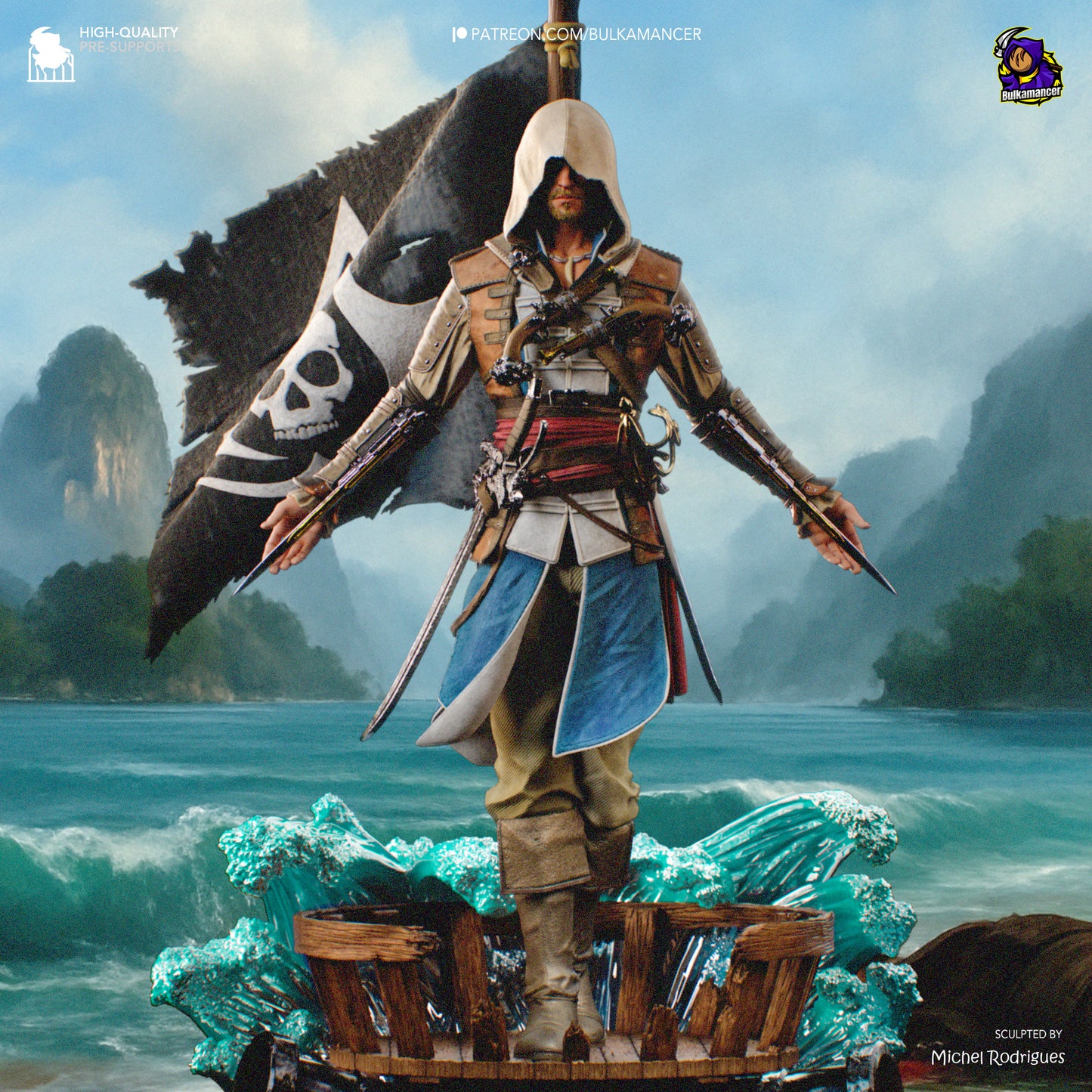 Edward Kenway | 12.5-Inch Resin Model Kit | DIY Assassin's Creed Black Flag Pirate Assassin