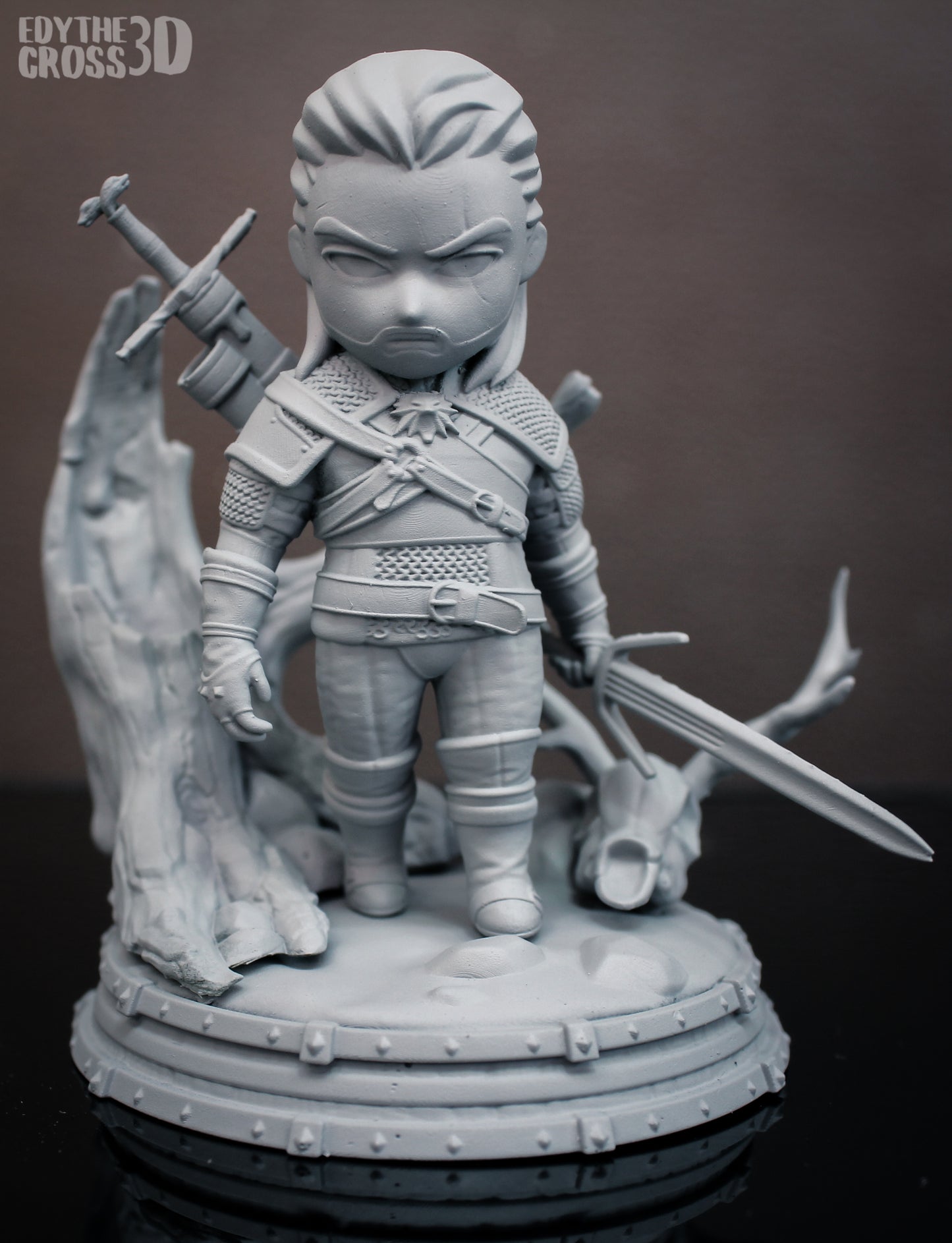Chibi Geralt | 4-Inch Resin Model Kit | DIY Witcher Adorable Mutant
