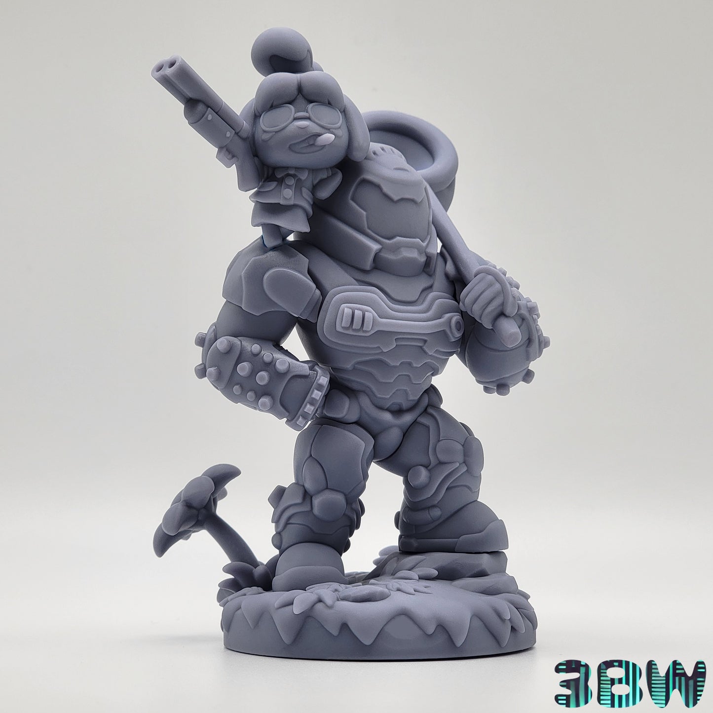 Chibi Isabelle & Doom Slayer Mashup | 5.5" Resin Model Kit | DIY Animal Crossing x DOOM Crossover