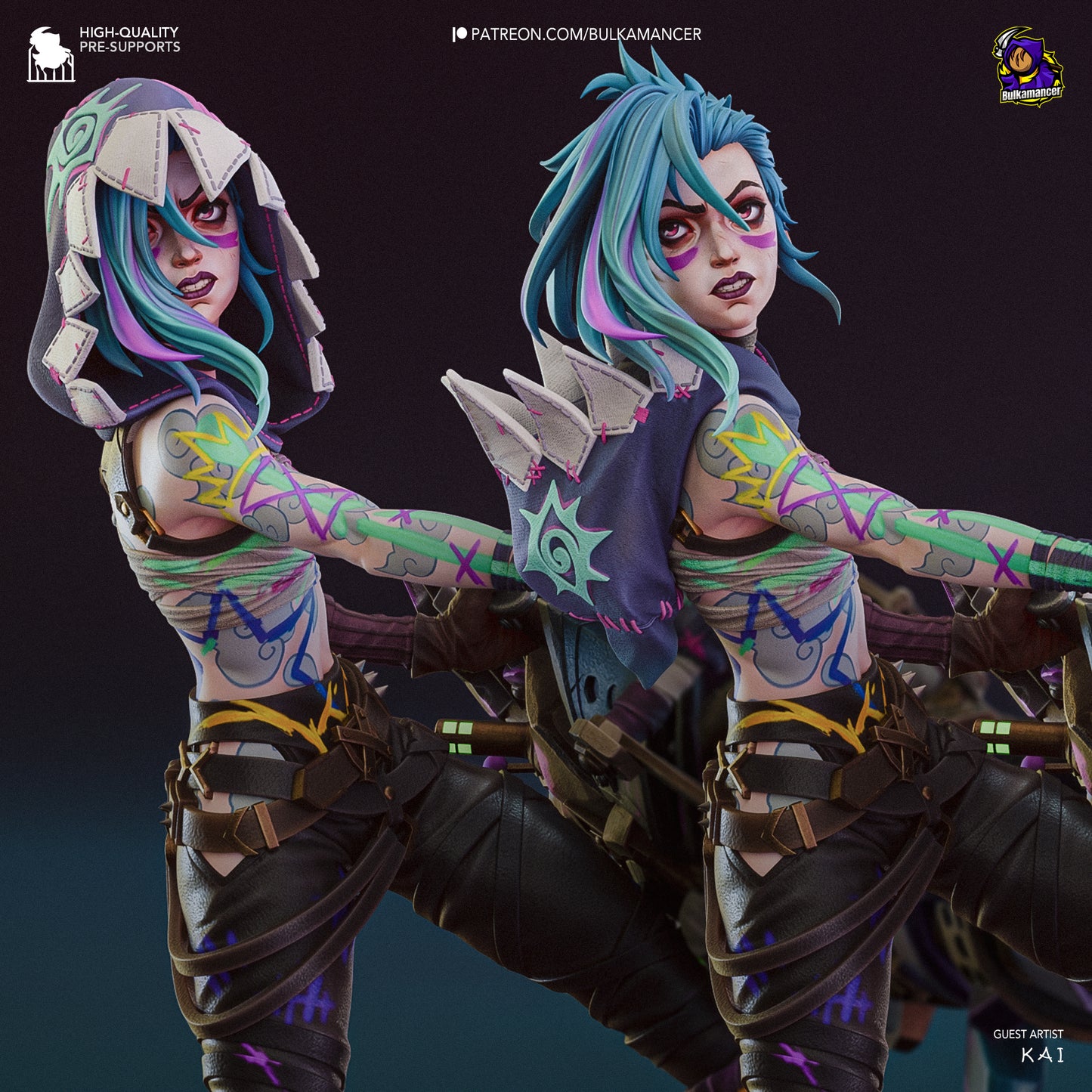 Fractured Jinx | 9-Inch Resin Model Kit | Arcane Loose Cannon of Zaun