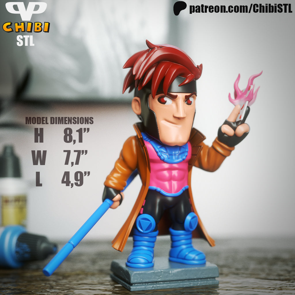 Chibi Gambit | Resin Model Kit | Marvel Card-Slinging Rogue