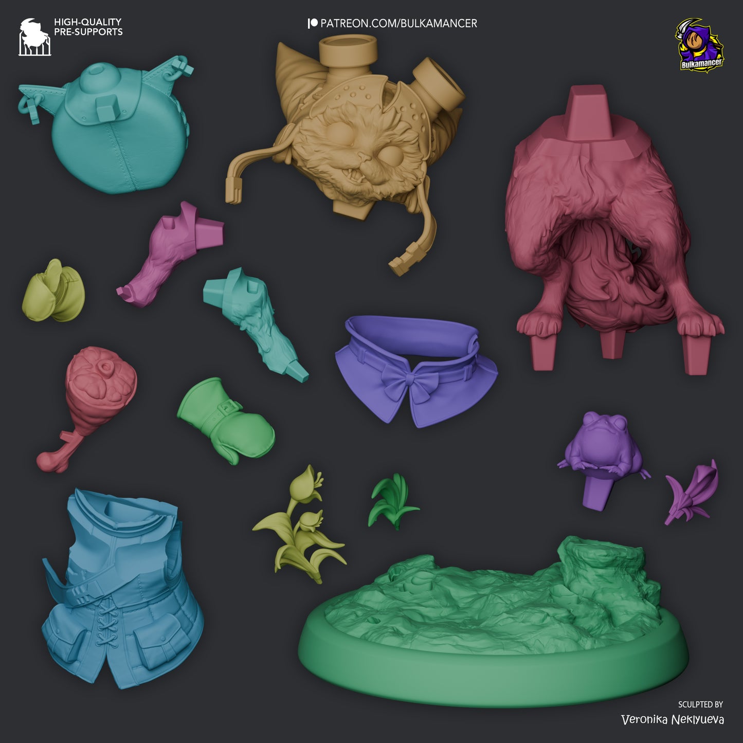 Palico and Toad | 5.5-Inch Resin Model Kit | DIY Monster Hunter Feline Partners