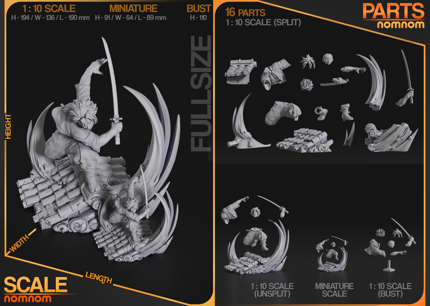 Sanemi Shinazugawa | Resin Model or Bust Kit | Demon Slayer Wind Hashira