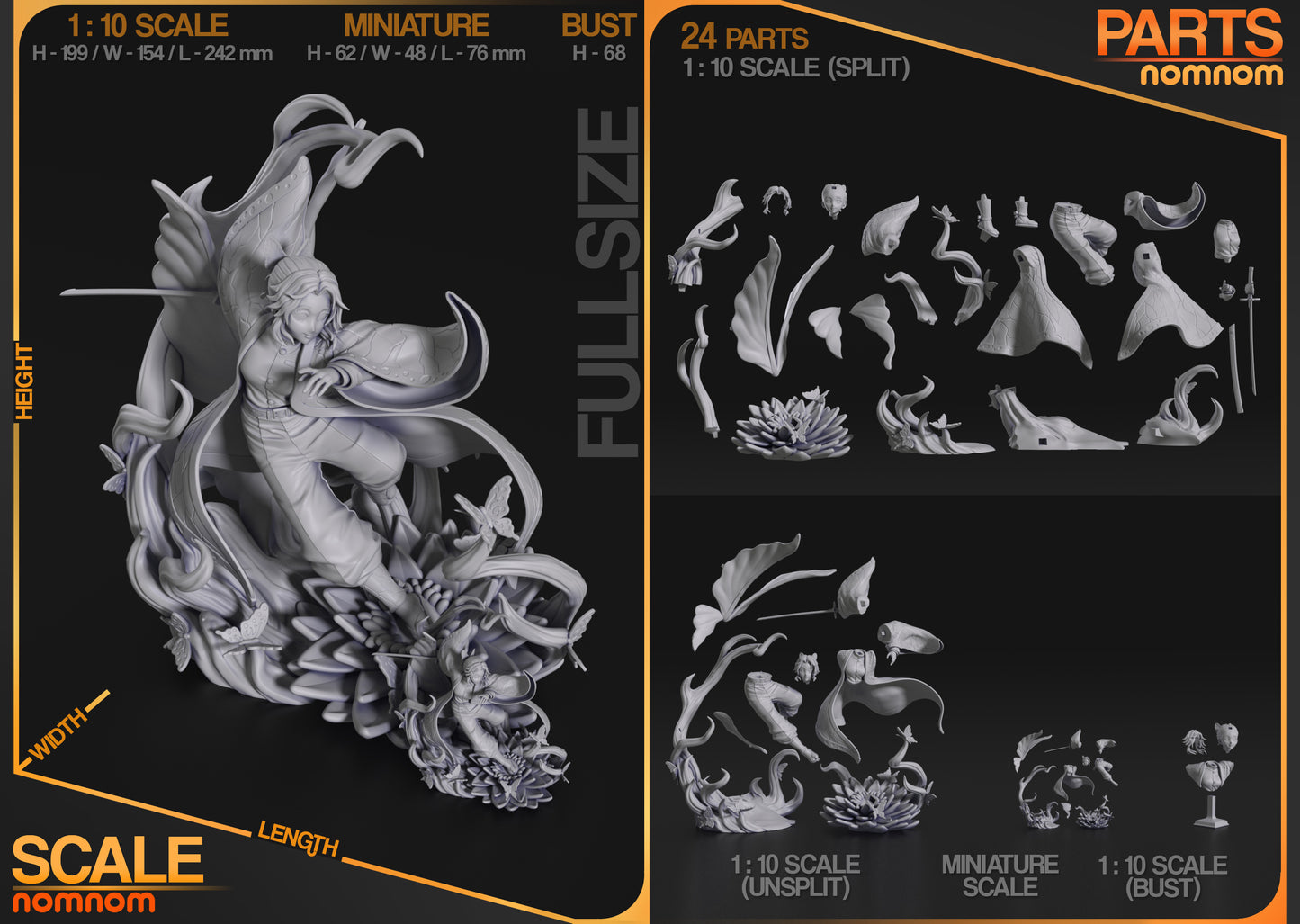 Shinobu Kochou Bust | 8-Inch Resin Model Kit | DIY Demon Slayer Insect Hashira