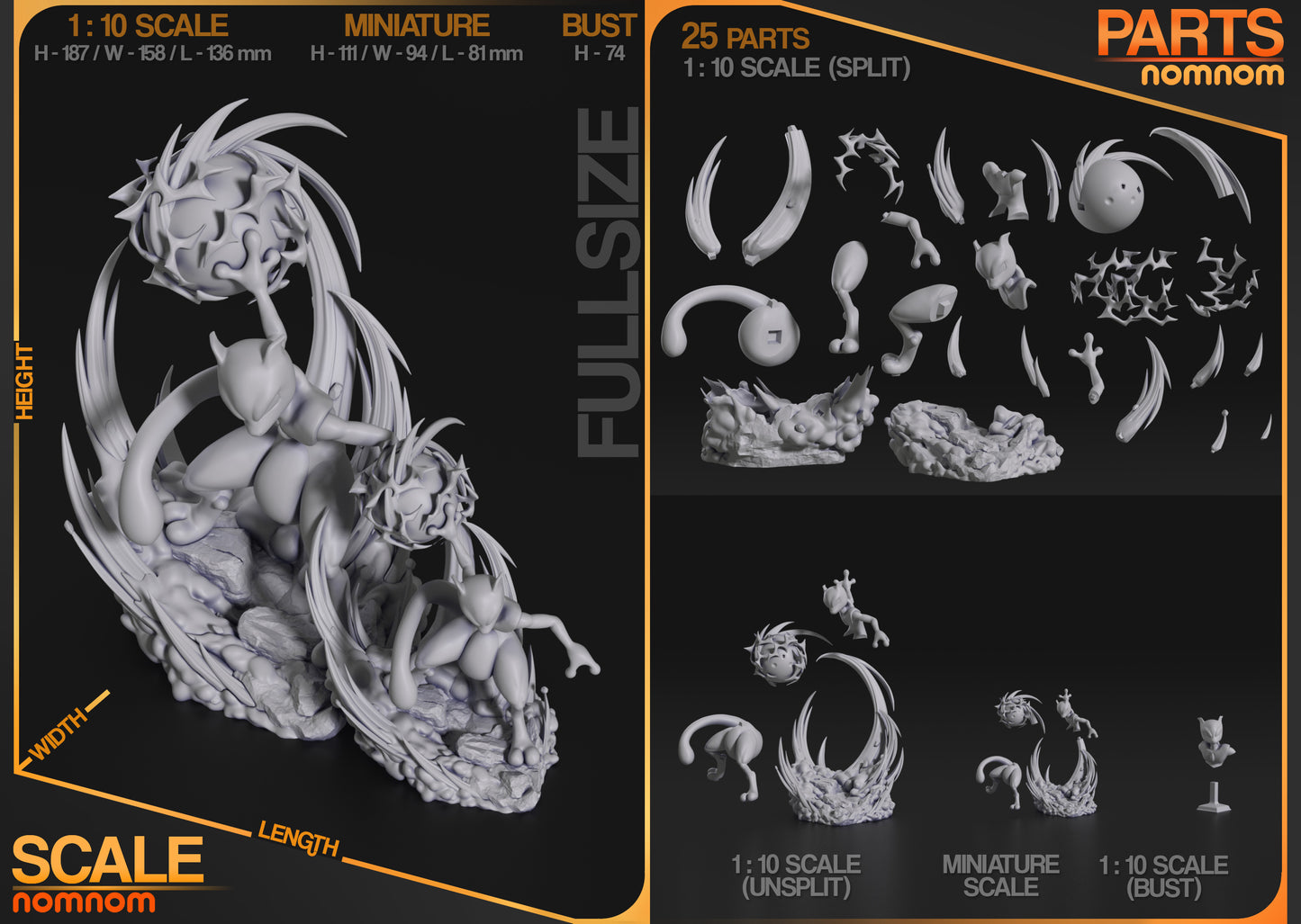 Mewtwo | Resin Model or Bust Kit | Pokémon Psychic Legendary