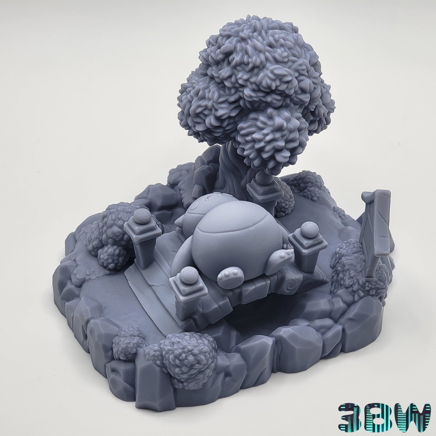 Chibi Snorlax | 4" Resin Model Kit | DIY Pokémon Sleeping on Bridge in Park