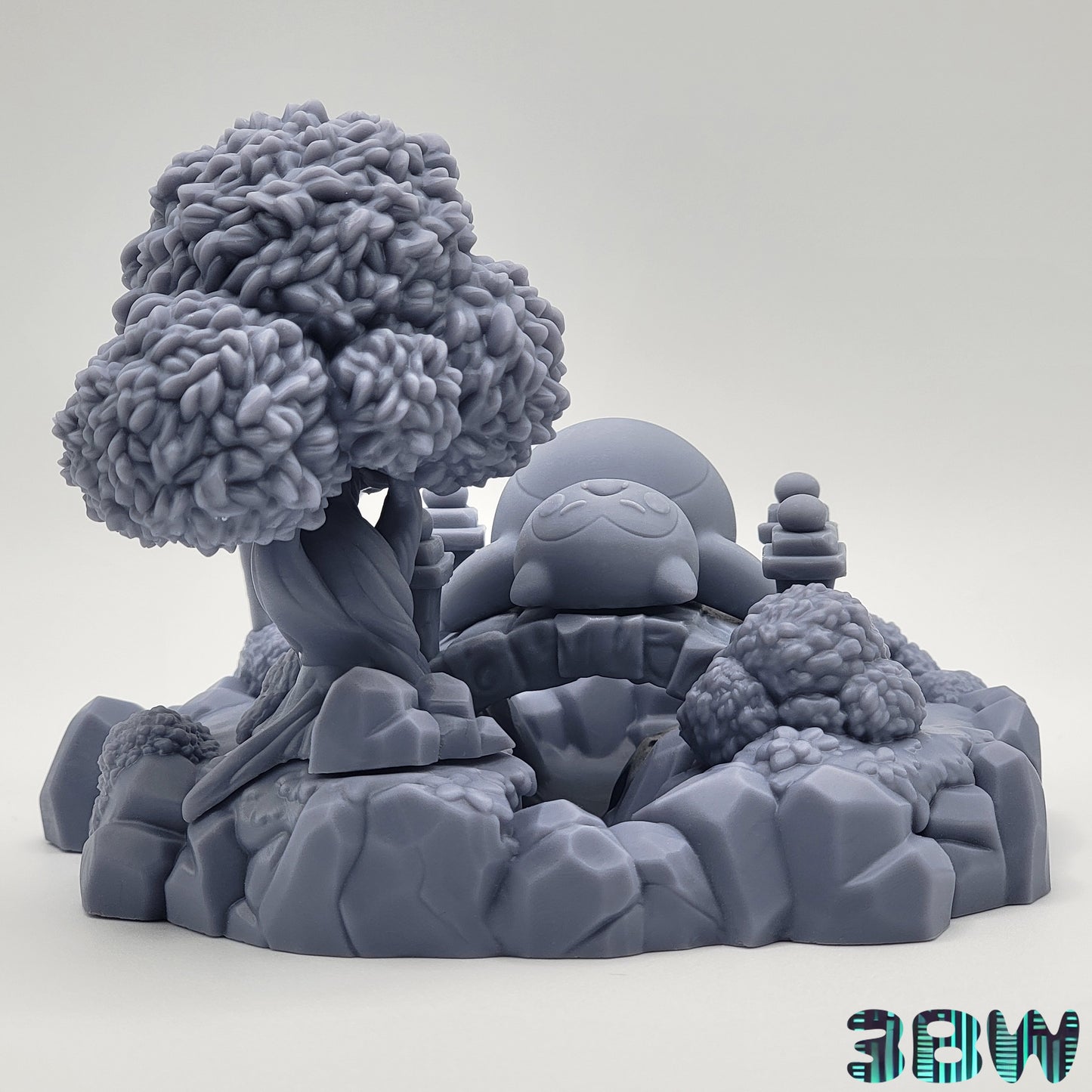 Chibi Snorlax | 4" Resin Model Kit | DIY Pokémon Sleeping on Bridge in Park