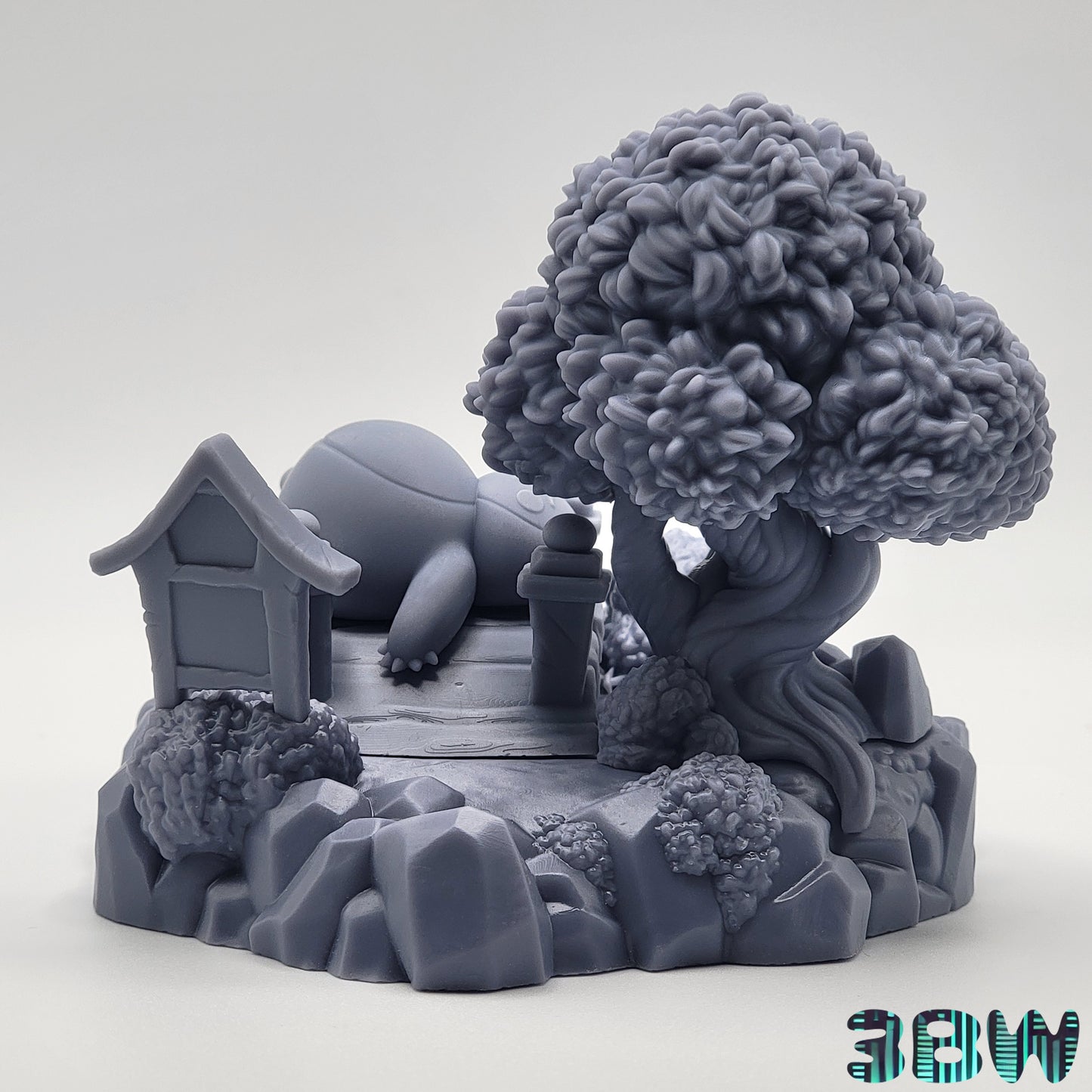 Chibi Snorlax | 4" Resin Model Kit | DIY Pokémon Sleeping on Bridge in Park