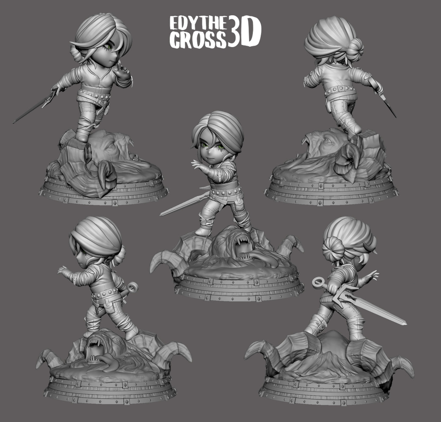 Chibi Ciri | 4-Inch Resin Model Kit | DIY Witcher Mini Elder Blood