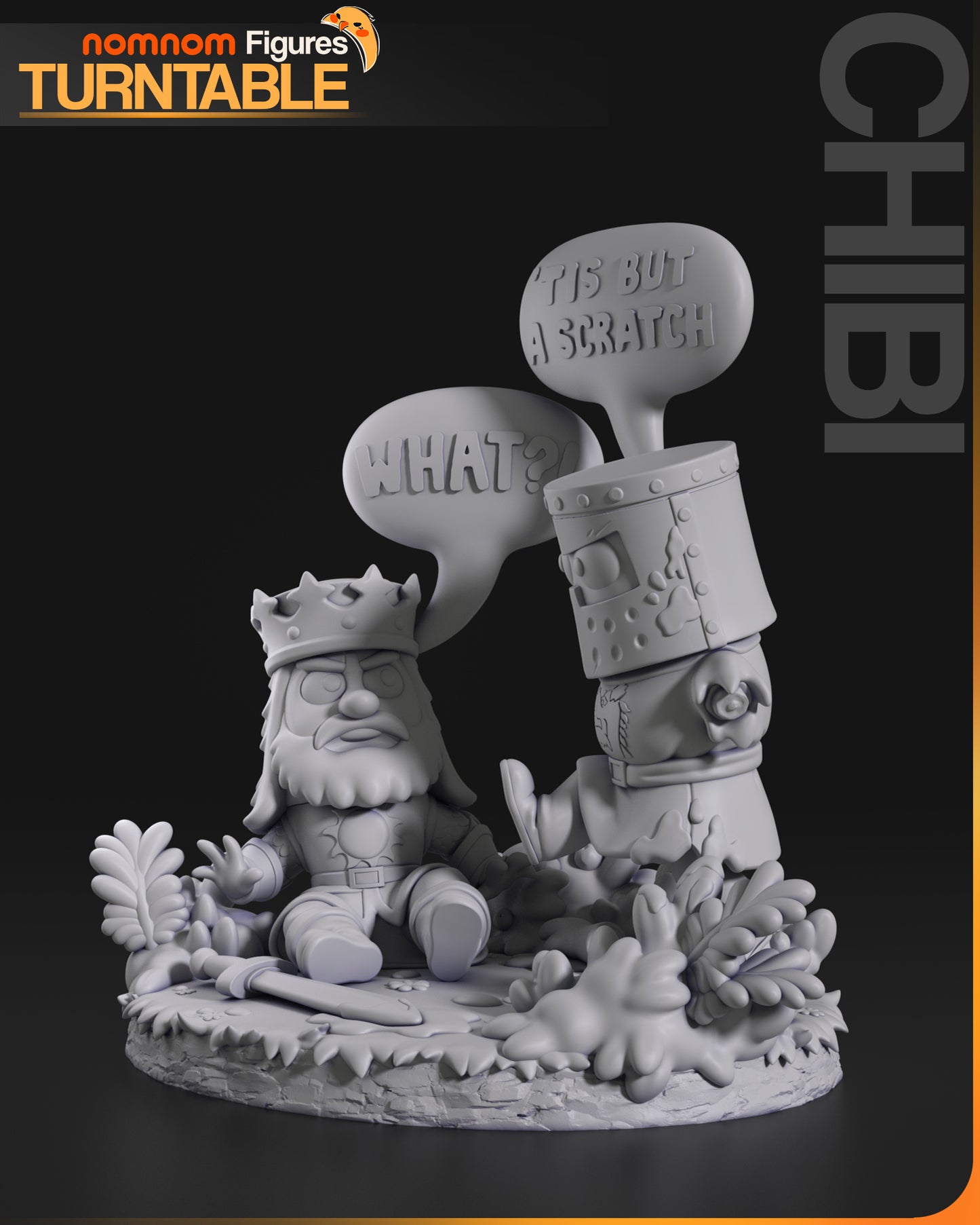 Black Knight vs King Arthur | 3.5-Inch Resin Model Kit | Chibi Holy Grail