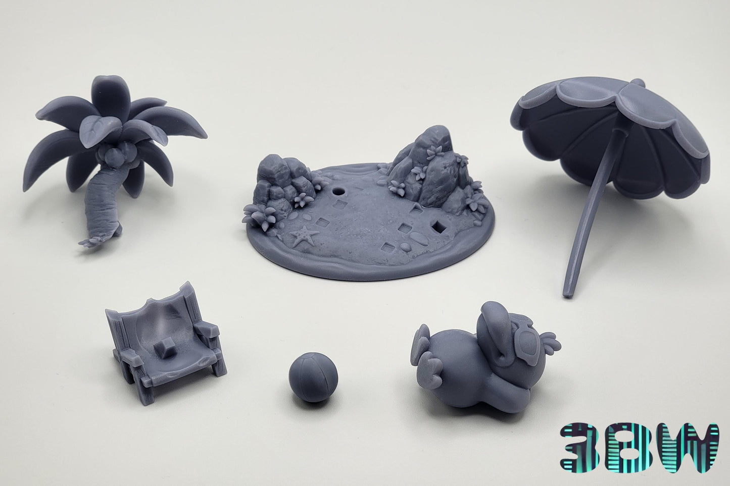 Chibi Psyduck | 3-Inch Resin Model Kit | DIY Pokemon Tropical Beach Scene