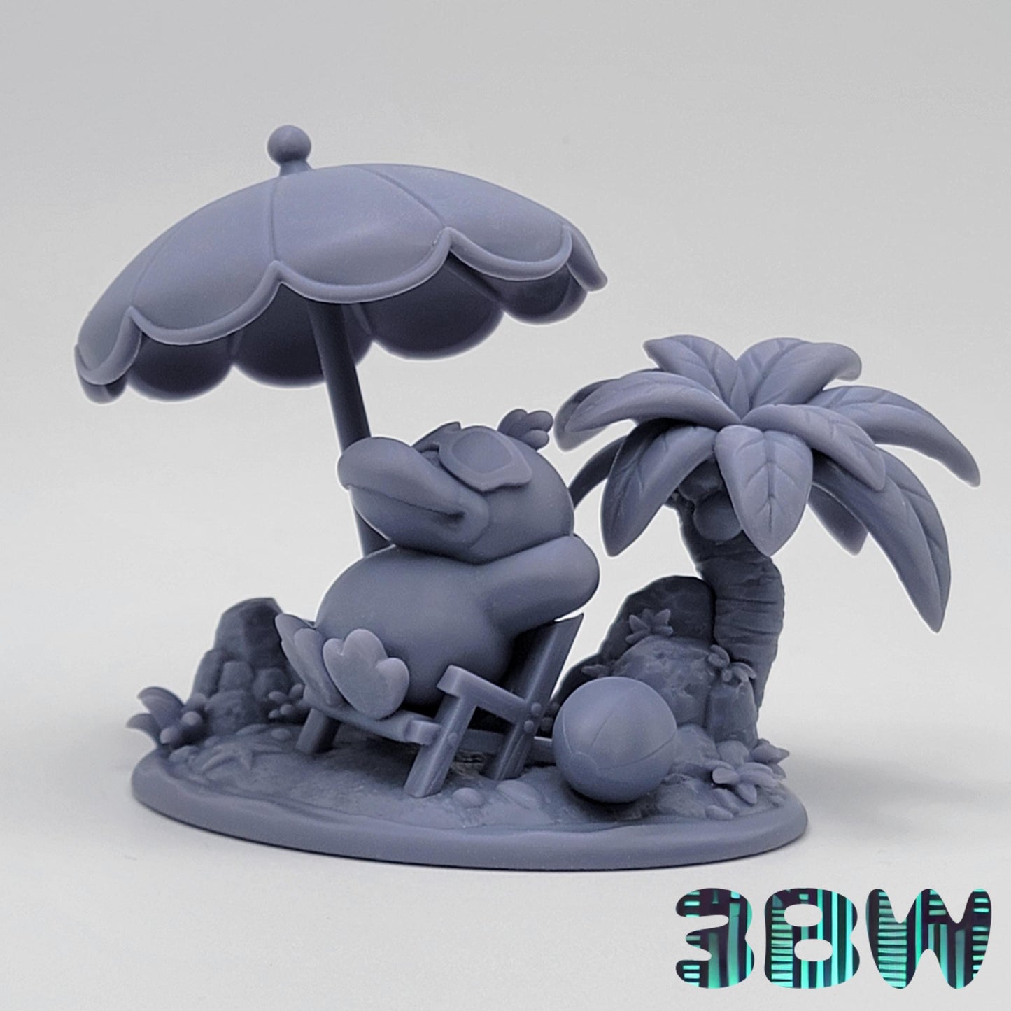 Chibi Psyduck | 3-Inch Resin Model Kit | DIY Pokemon Tropical Beach Scene