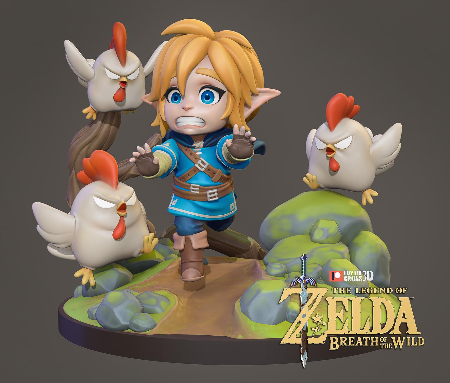 Chibi Link vs Cuccos | 2.5-Inch Resin Model Kit | DIY Breath of the Wild Scene
