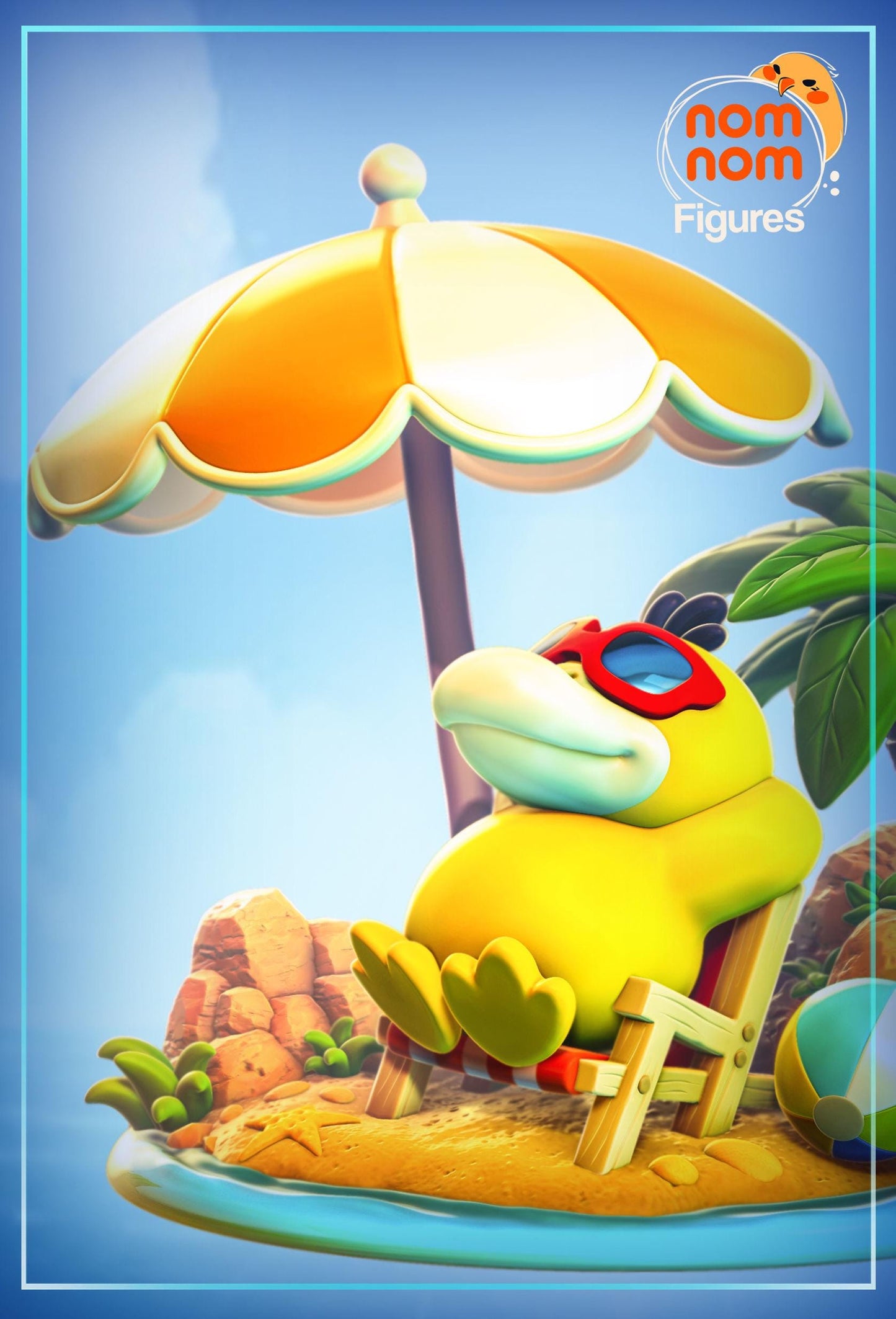 Chibi Psyduck | 3-Inch Resin Model Kit | DIY Pokemon Tropical Beach Scene