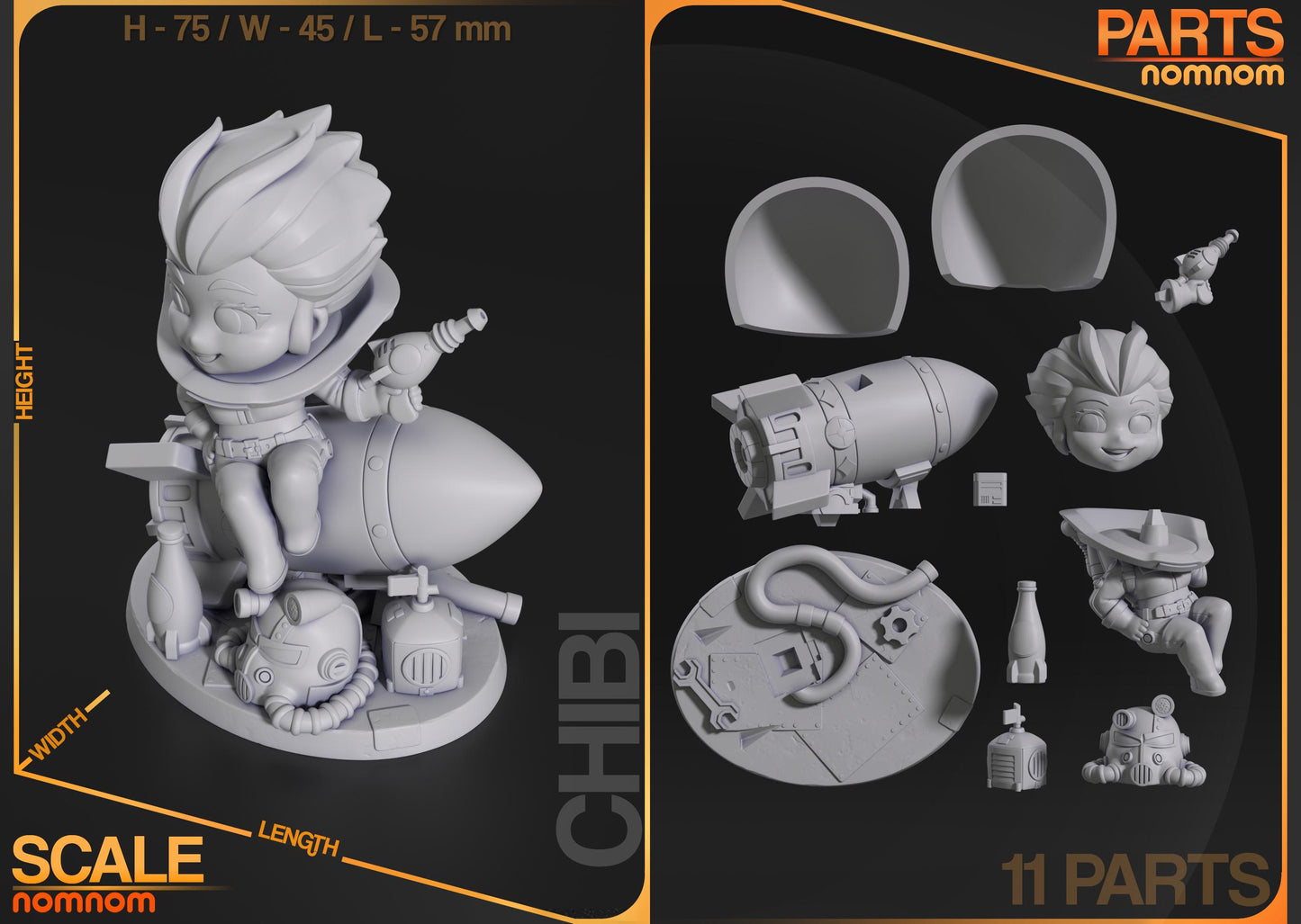 Chibi Nuka-Cola Girl | 3-Inch Model Kit | DIY Fallout 4 Pin-up Scene