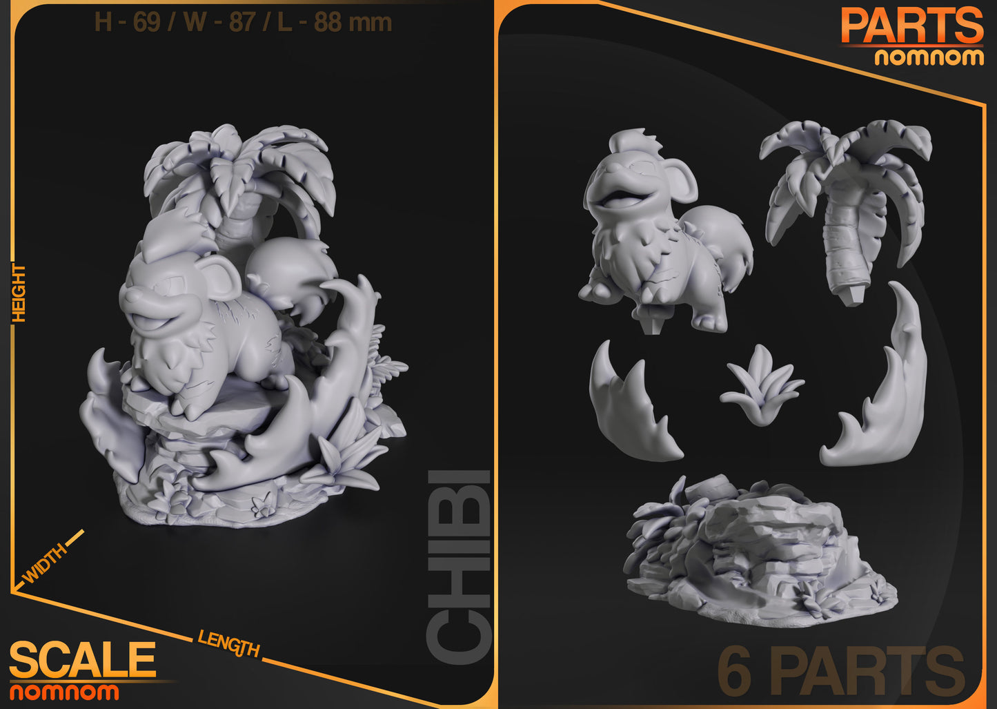 Chibi Growlithe | 3" Resin Model Kit | DIY Pokemon Fire-Type Puppy