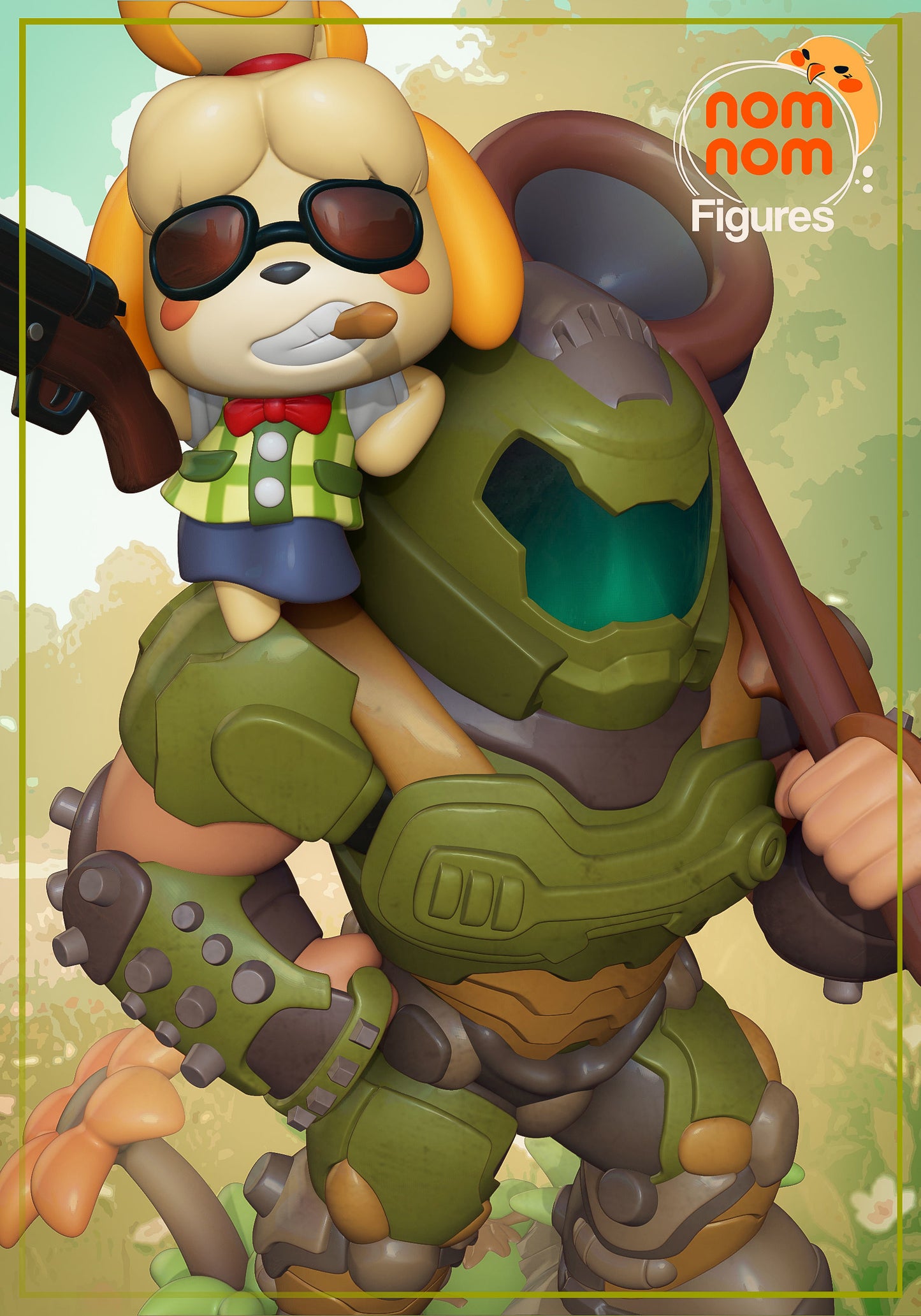 Chibi Isabelle & Doom Slayer Mashup | 5.5" Resin Model Kit | DIY Animal Crossing x DOOM Crossover