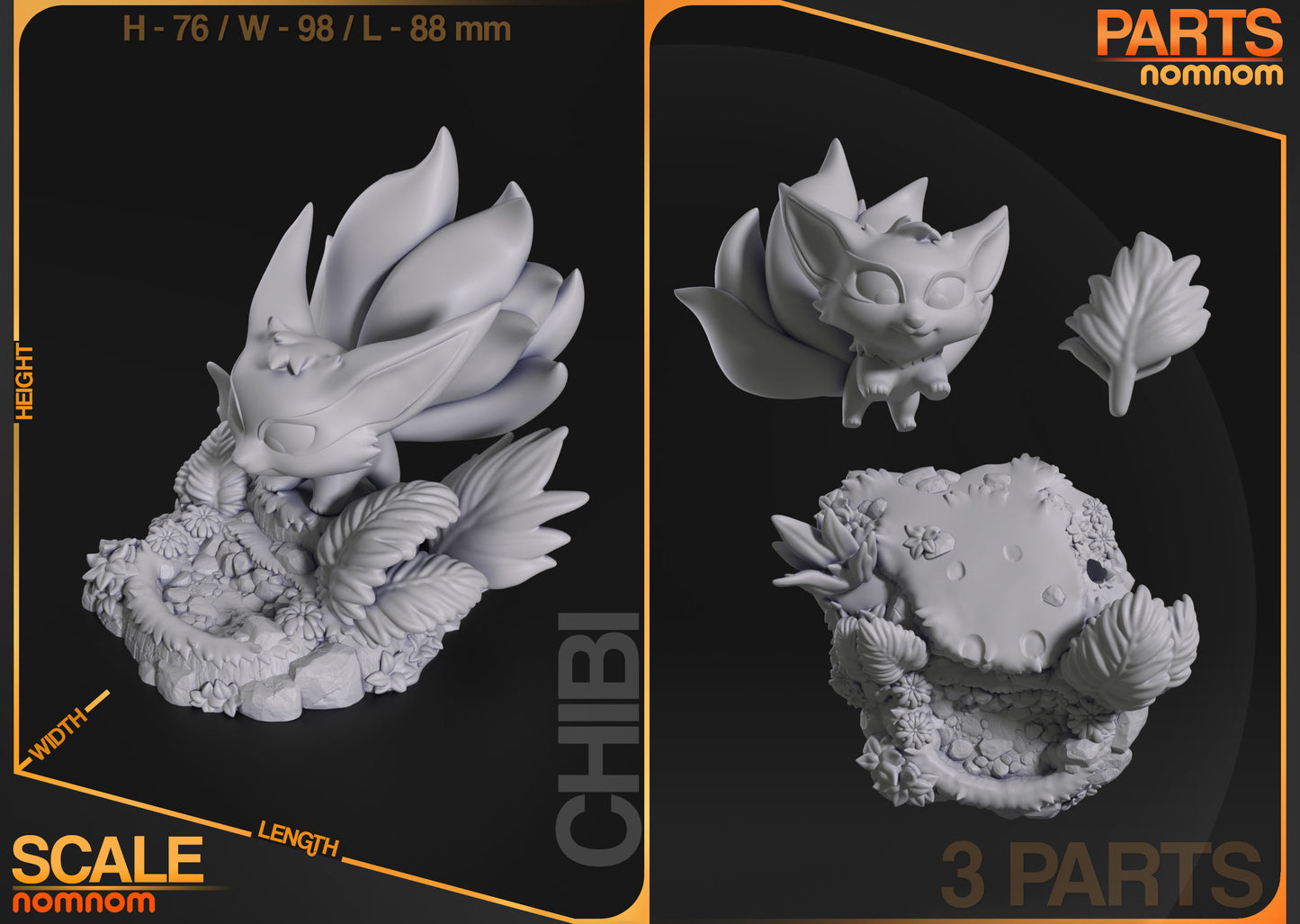 Chibi Kurama | 3" Resin Model Kit | DIY Naruto Nine-Tails Fox
