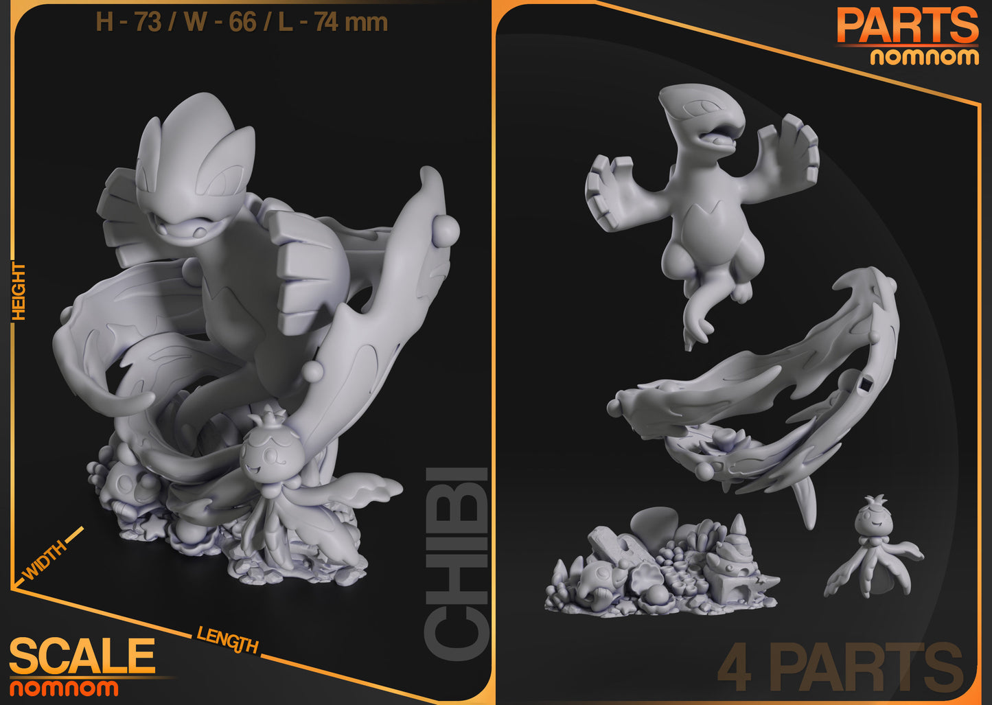 Chibi Lugia | 3" Resin Model Kit | DIY Pokémon Legendary Bird