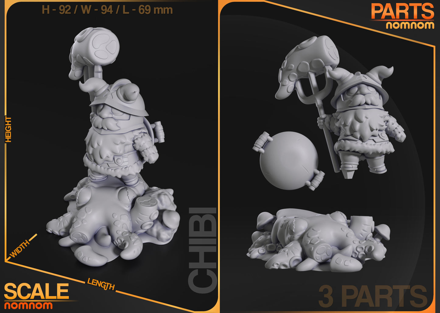 Chibi Senshi | 3" Resin Model Kit | DIY Dungeon Meshi Dwarf Warrior