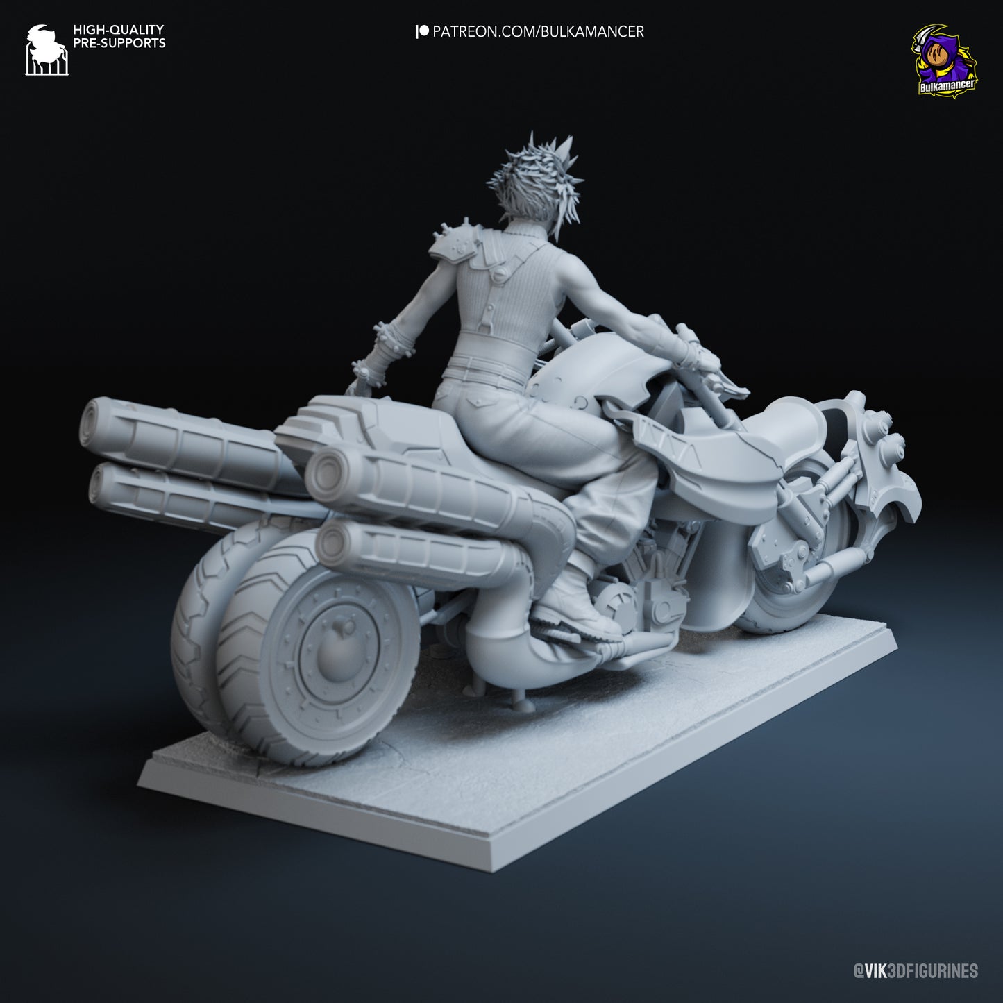 Cloud Strife on Hardy-Daytona | 8.5-Inch Resin Model Kit | Final Fantasy VII Motorcycle