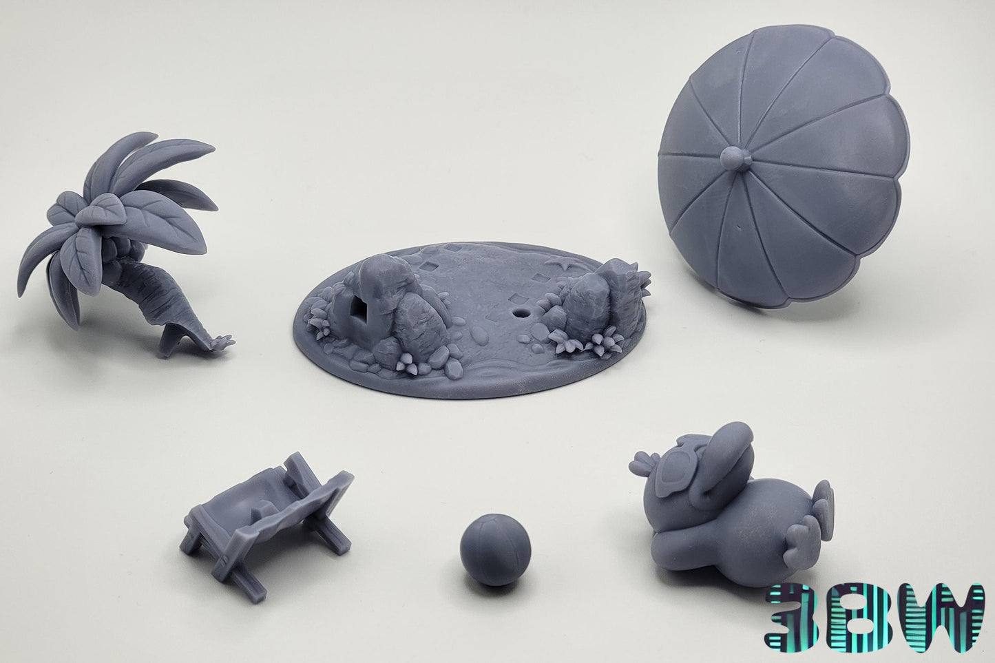 Chibi Psyduck | 3-Inch Resin Model Kit | DIY Pokemon Tropical Beach Scene