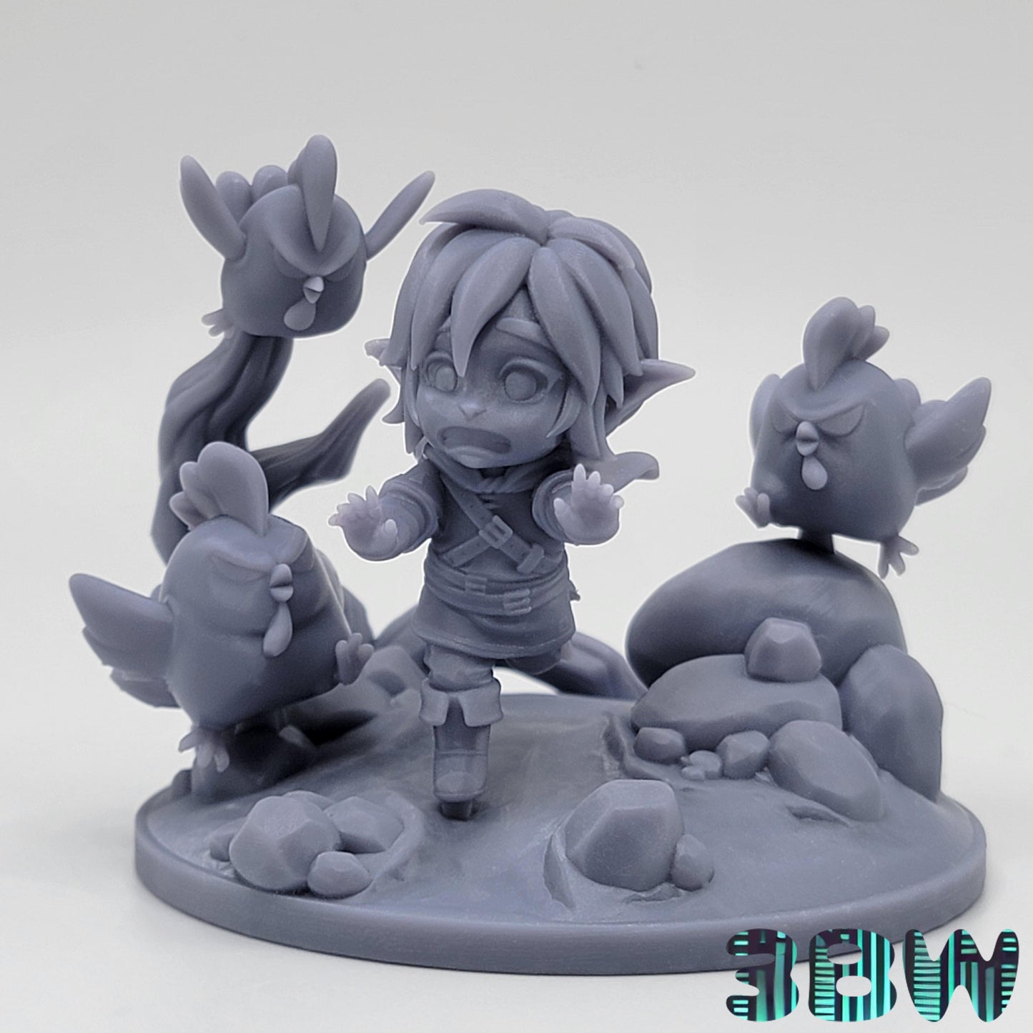 Chibi Link vs Cuccos | 2.5-Inch Resin Model Kit | DIY Breath of the Wild Scene