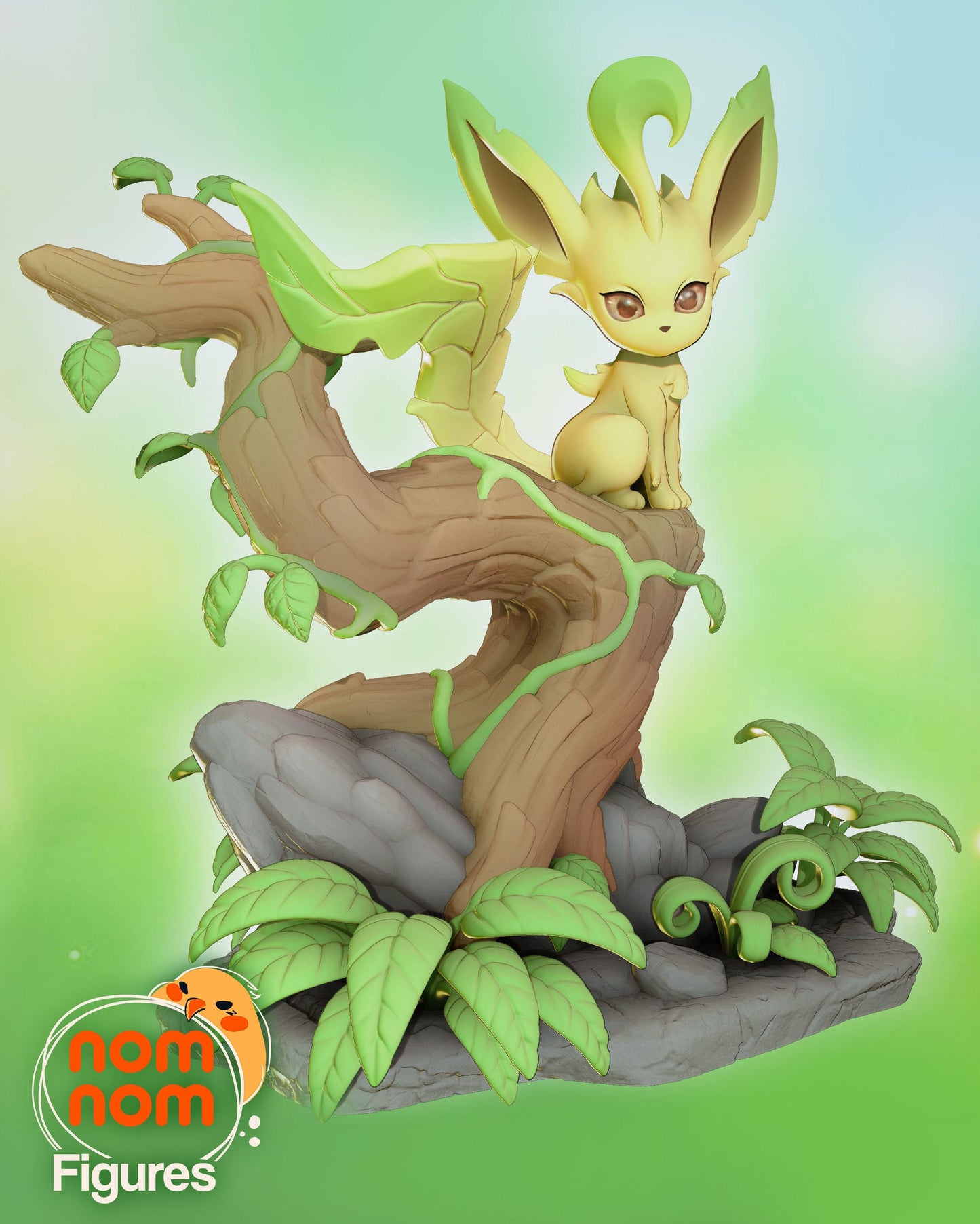 Chibi Leafeon Garage Kit | 3.5-Inch Resin Model Kit | DIY Forest-Themed Eevee Evolution Kit