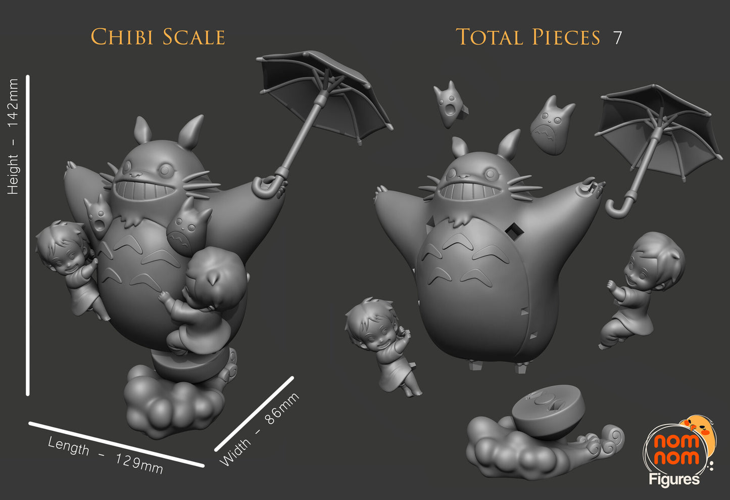 Chibi Totoro | 3" Resin Model Kit | DIY My Neighbor Totoro Flying Moment