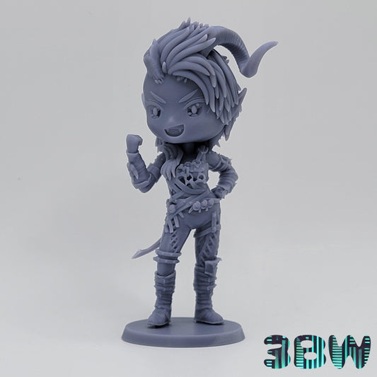 Chibi Karlach | 4-Inch Resin Model Kit | BG3 Baldur's Gate Tiefling Barbarian Companion