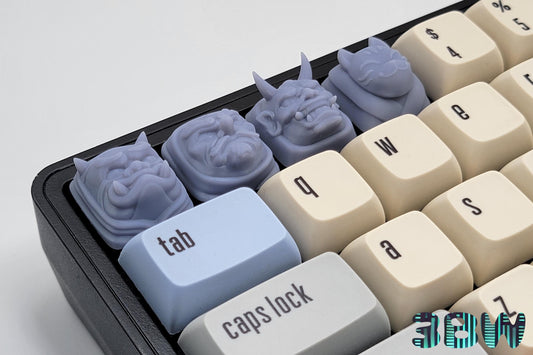 Japanese Mask Keycap Set | Unpainted Resin Artisan Caps | Cherry MX  | Oni, Hannya, Kitsune, Tengu