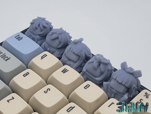 Genshin Impact Keycap Set | Unpainted Resin Artisan Caps | Cherry MX | Aether, Ayaka, Paimon, Zhongli, Raiden Shogun