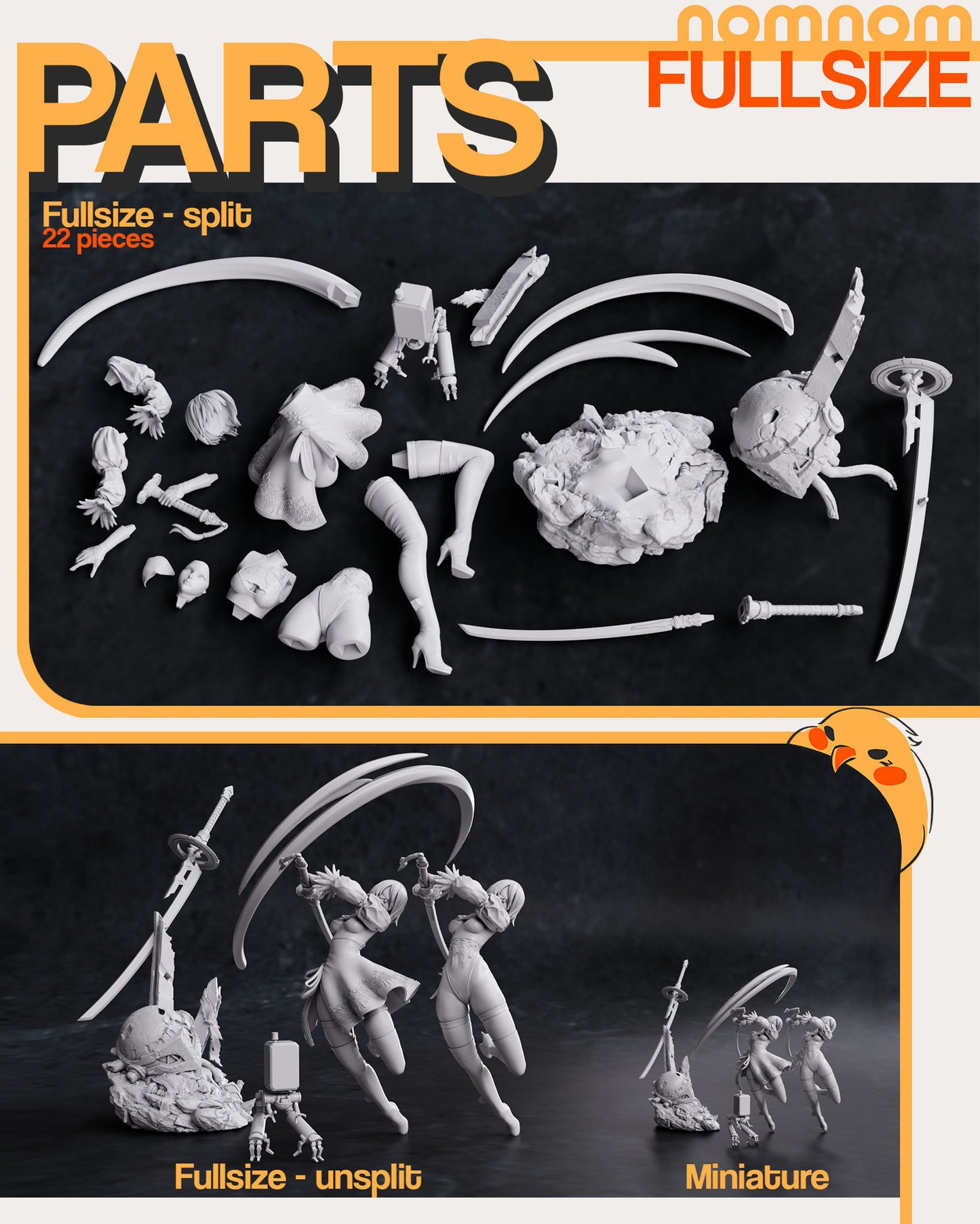 2B | 9-Inch Resin Model Kit | DIY Nier Automata Combat Android