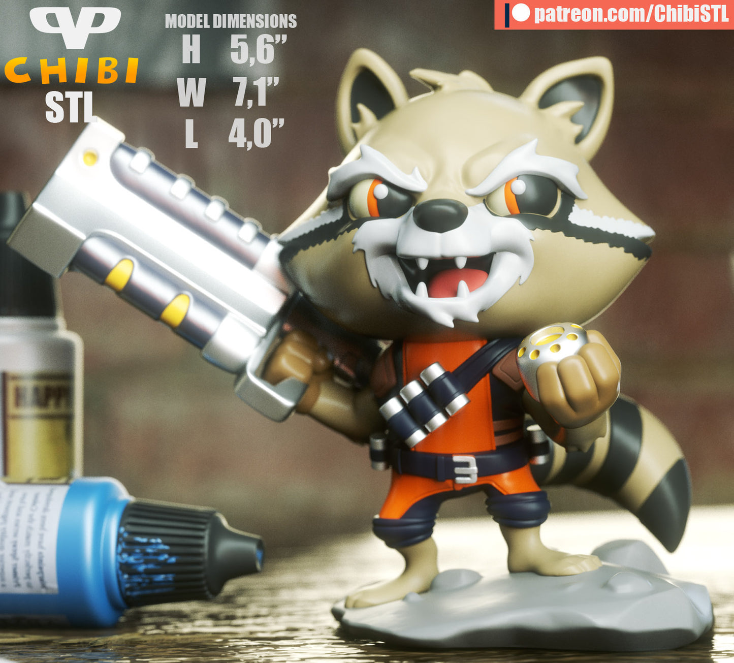 Chibi Rocket Raccoon | Resin Model Kit | Marvel Blaster Gremlin