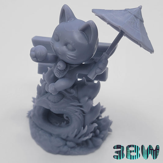 Chibi Turbo Granny Cat | 3-Inch Resin Model Kit | DIY Dandadan Lucky Cat Scene
