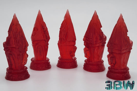 Red Runic Crystals | 28mm Miniature Scenery | Scatter Terrain, Runestones, Objective Markers | D&D - Warhammer 40K - Semi-Transparent